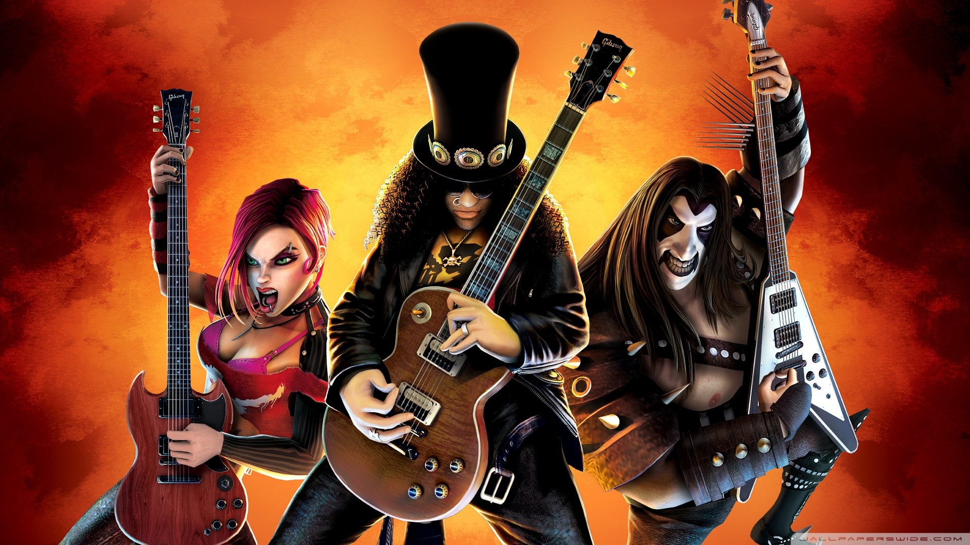 Guitar Hero III, Slash, Chitarre elettriche, Videogioco, Full HD, wallpaper desktop