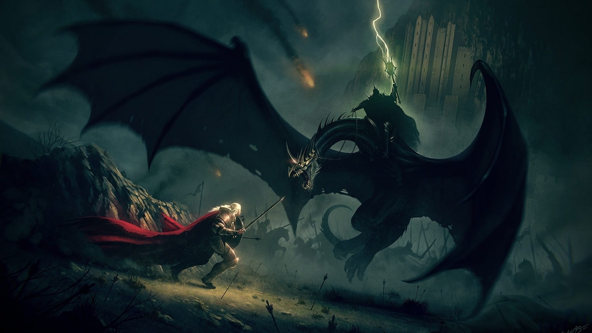 Éowyn, Re Stregone di Angmar, Il Signore degli Anelli, Bestia alata, sfondo Full HD per portatile