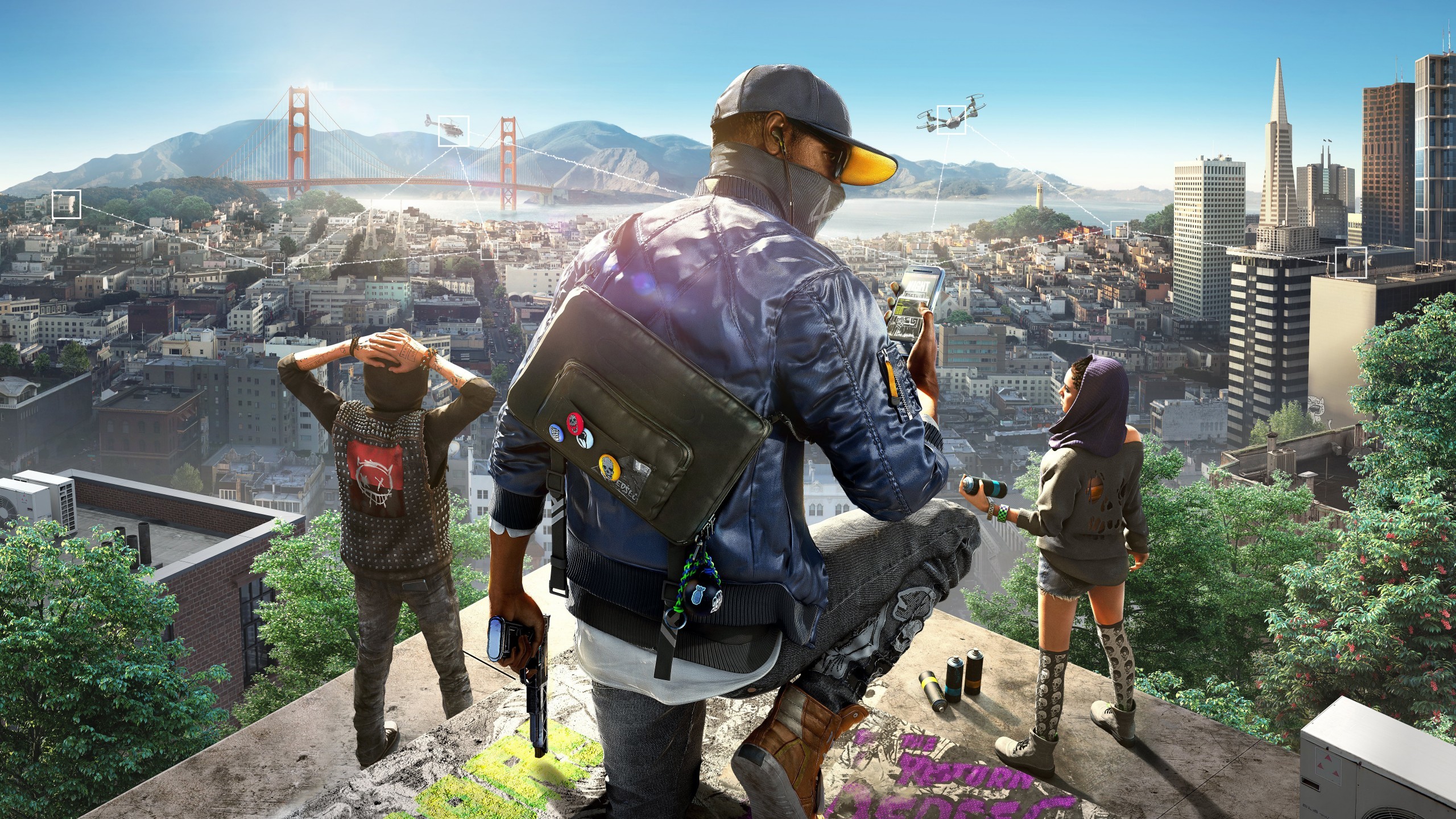 Marcus Holloway, Watch Dogs 2, San Francisco, Golden Gate Bridge, Videogioco, sfondo per PC