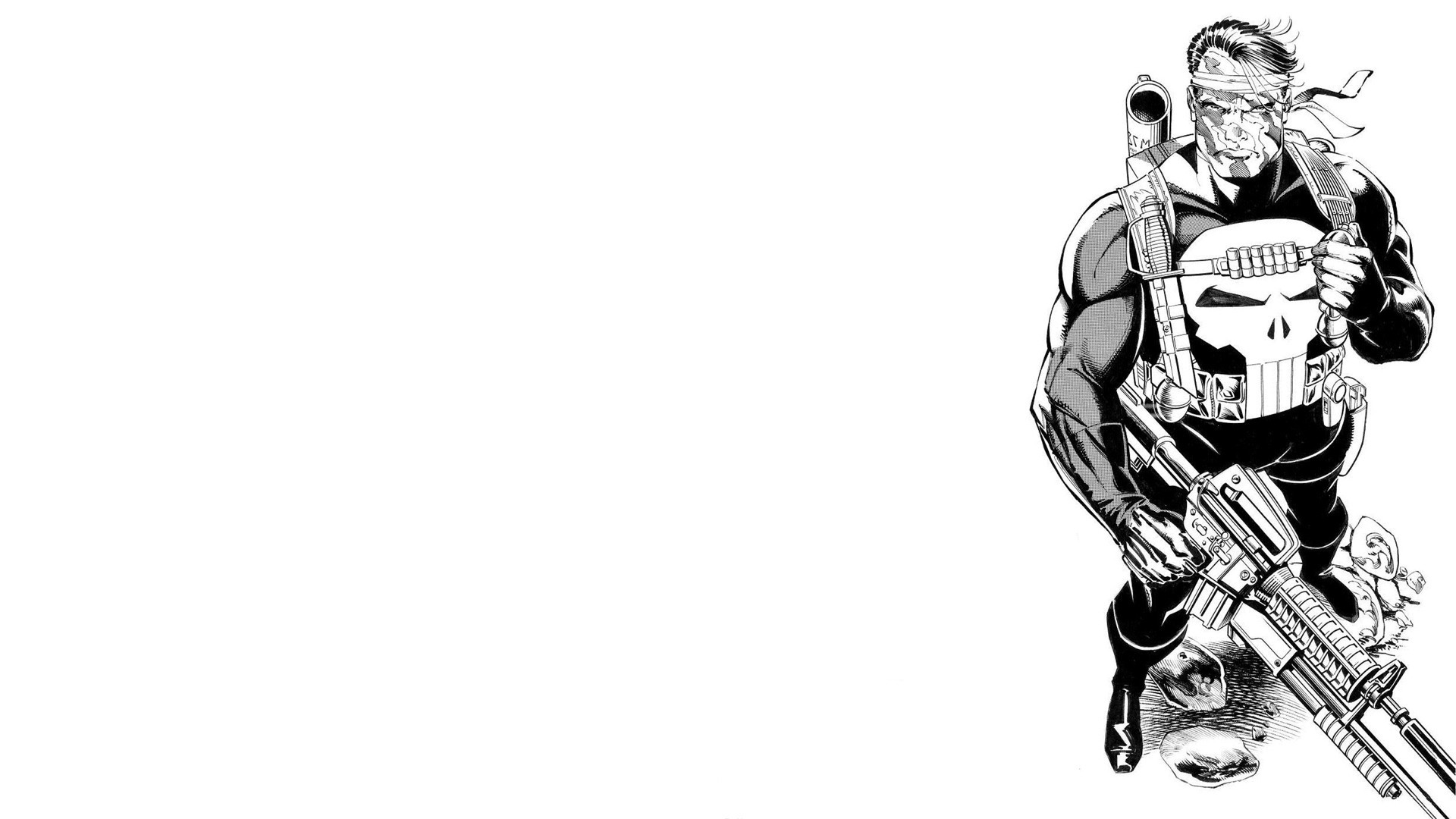 Frank Castle, The Punisher, Fumetto, Bianco e nero, Full HD 1080p, sfondo desktop