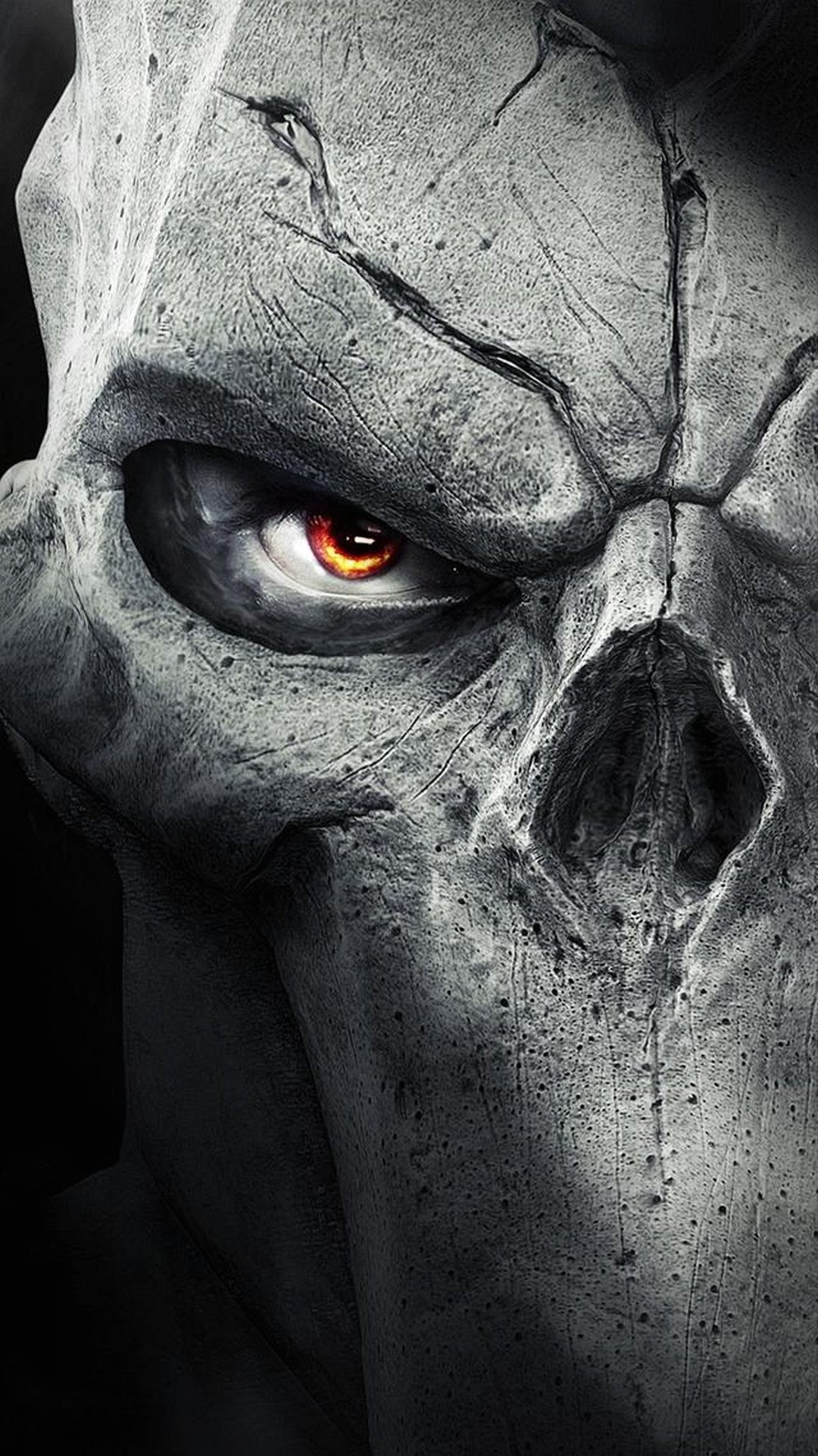 Darksiders II, Death, Maschera teschio, Bianco e nero, Full HD, sfondo per smartphone