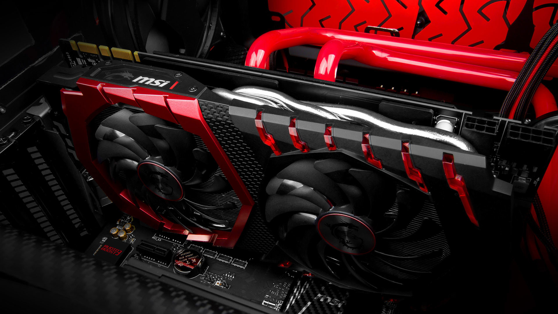 MSI, Scheda video, Raffreddamento a liquido, PC gaming, Rosso, Full HD, sfondo desktop