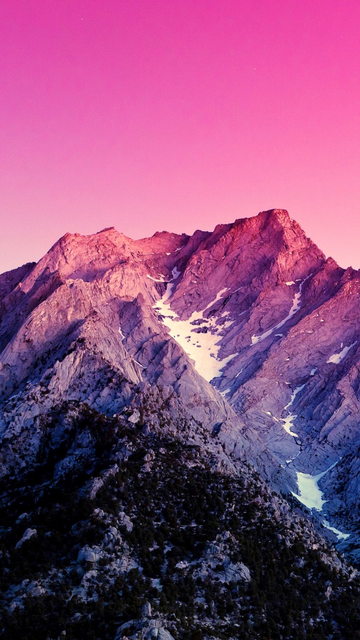 Montagna, Cielo rosa, Roccia, Neve, Full HD, sfondo iPhone 6