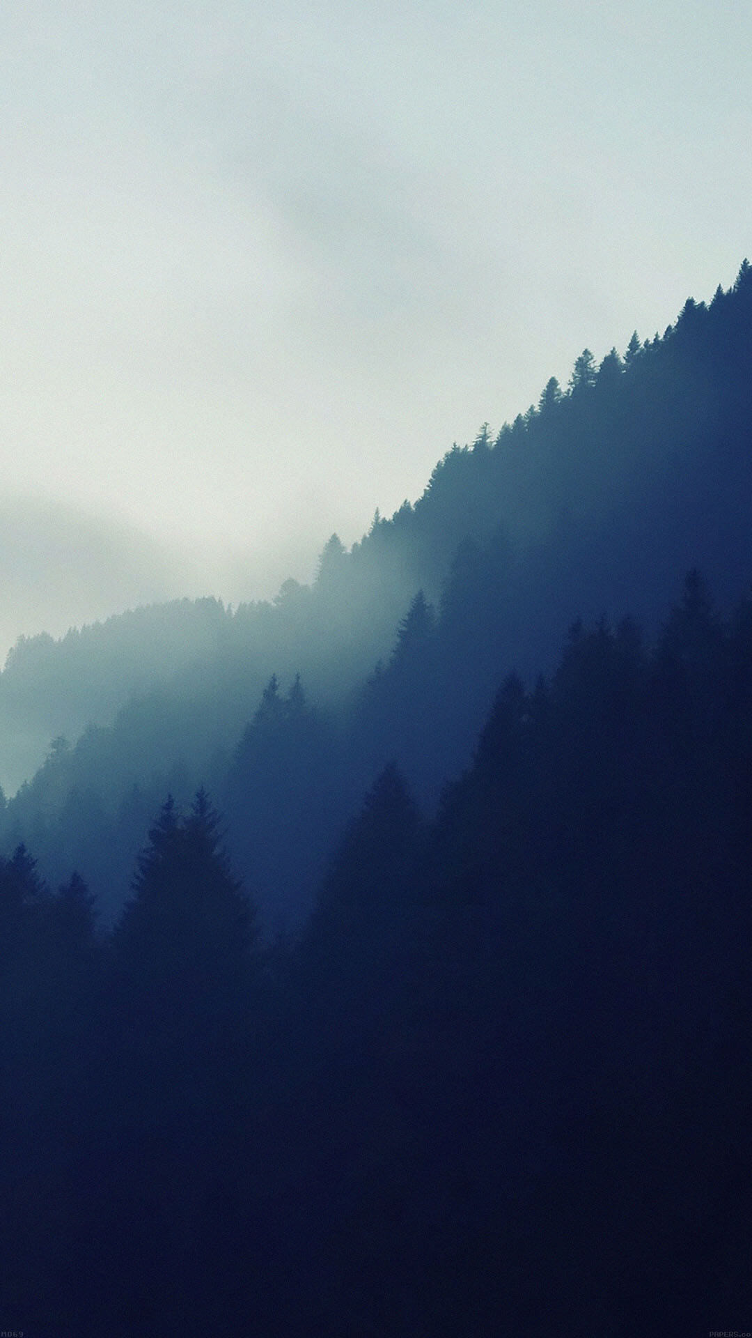 Foresta, Nebbia, Montagna, Minimal, 1080x1920, schermata di blocco iPhone