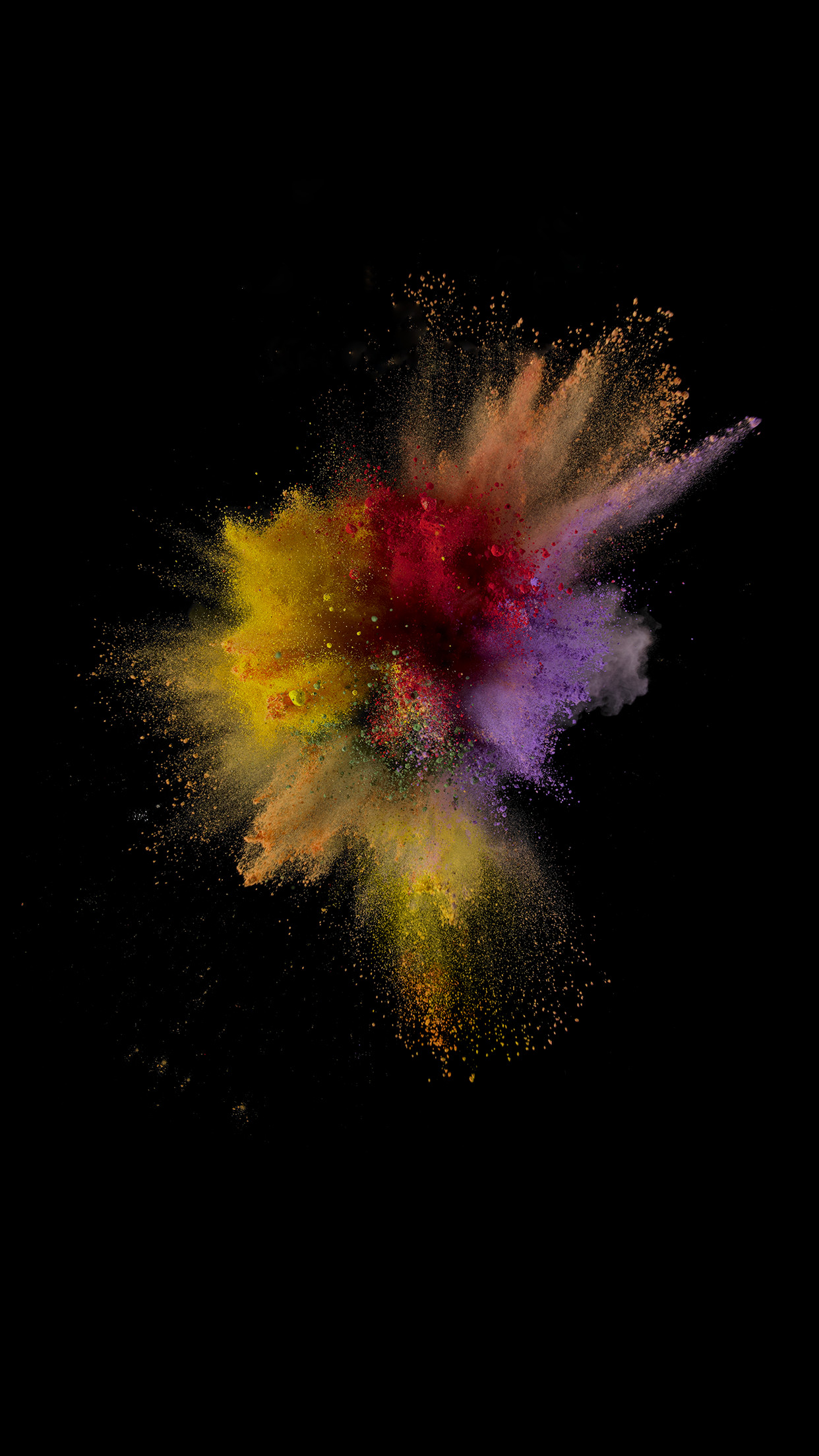 Esplosione di colore, iPhone 6s, Sfondo nero, Full HD, schermata di blocco del cellulare