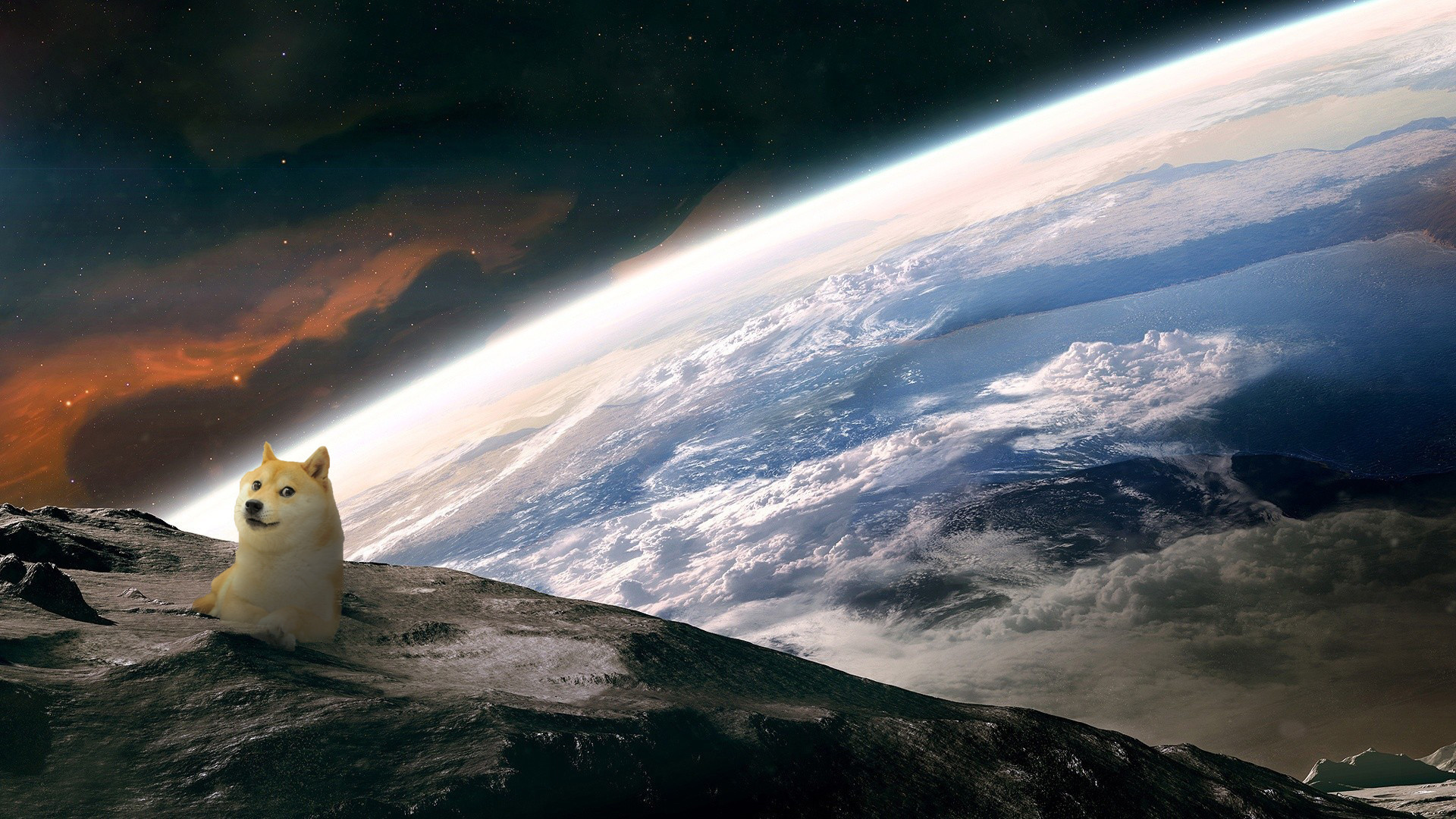 Doge, Terra dallo spazio, Montagna, Spazio, 16:9 Full HD, sfondo widescreen
