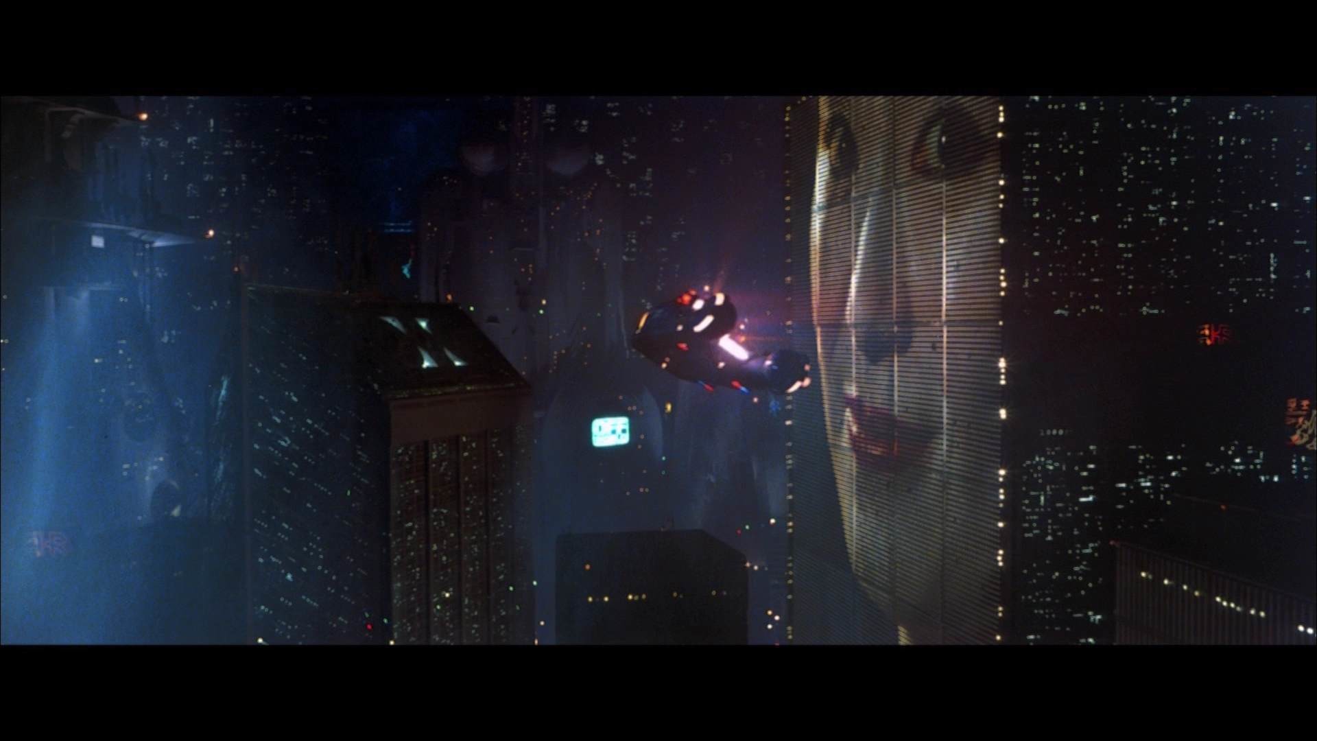 Blade Runner, Pubblicità geisha, Spinner, Grattacieli, Notte, Full HD, sfondo Windows 11