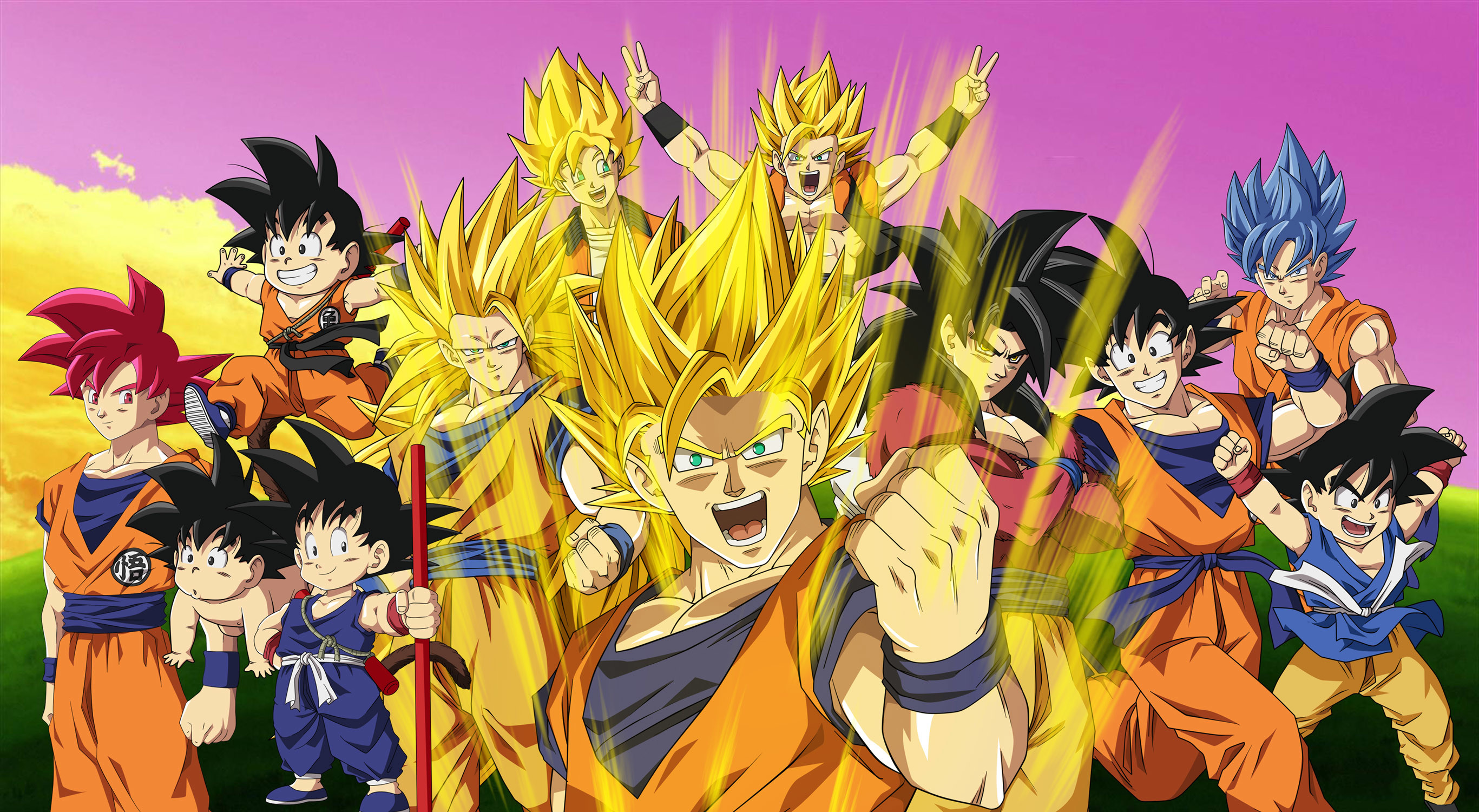 Goku, Dragon Ball, Super Saiyan, Super Saiyan God, Evoluzione, 2K, sfondo per portatile