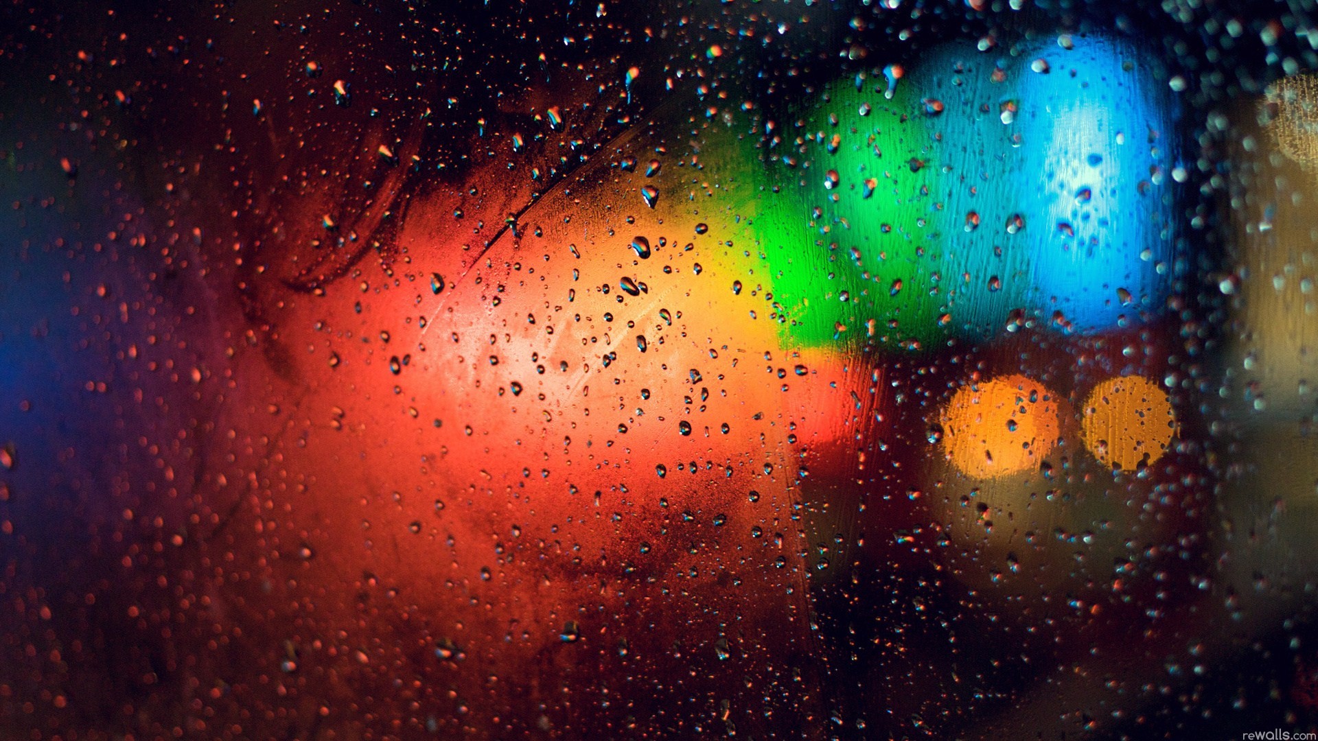 Gocce di pioggia, Vetro, Bokeh, Colorato, Full HD, wallpaper per PC