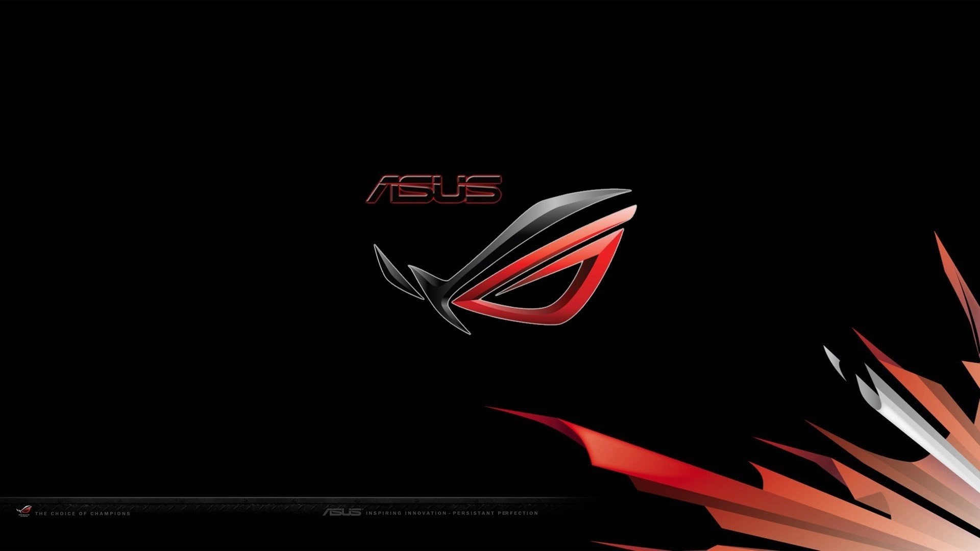 Asus ROG, Republic of Gamers, Logo rosso, Sfondo nero, Full HD, wallpaper per computer
