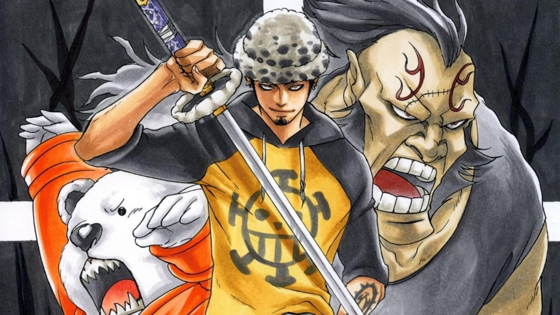 Trafalgar Law, Bepo, Jean Bart, One Piece, Full HD, sfondo per portatile
