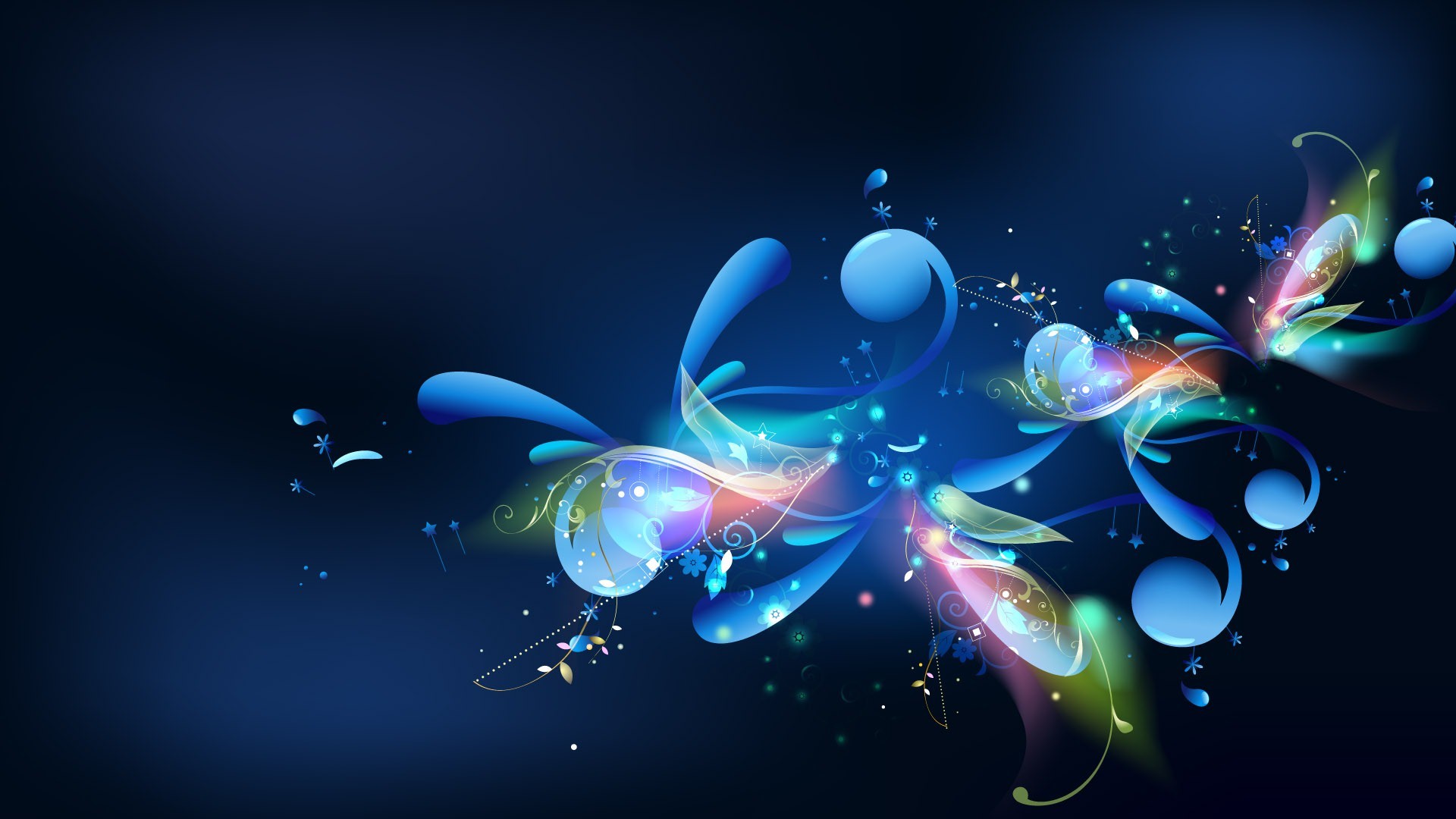 Astratto, Forme luminose, Sfondo blu, 16:9 Full HD, wallpaper widescreen