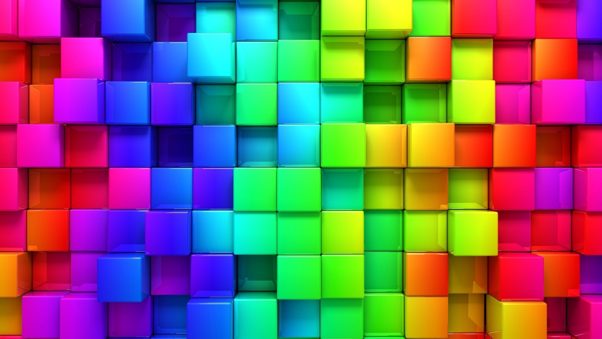Cubi 3D, Arcobaleno, Mosaico, Arte digitale, Full HD 1080p, sfondo desktop