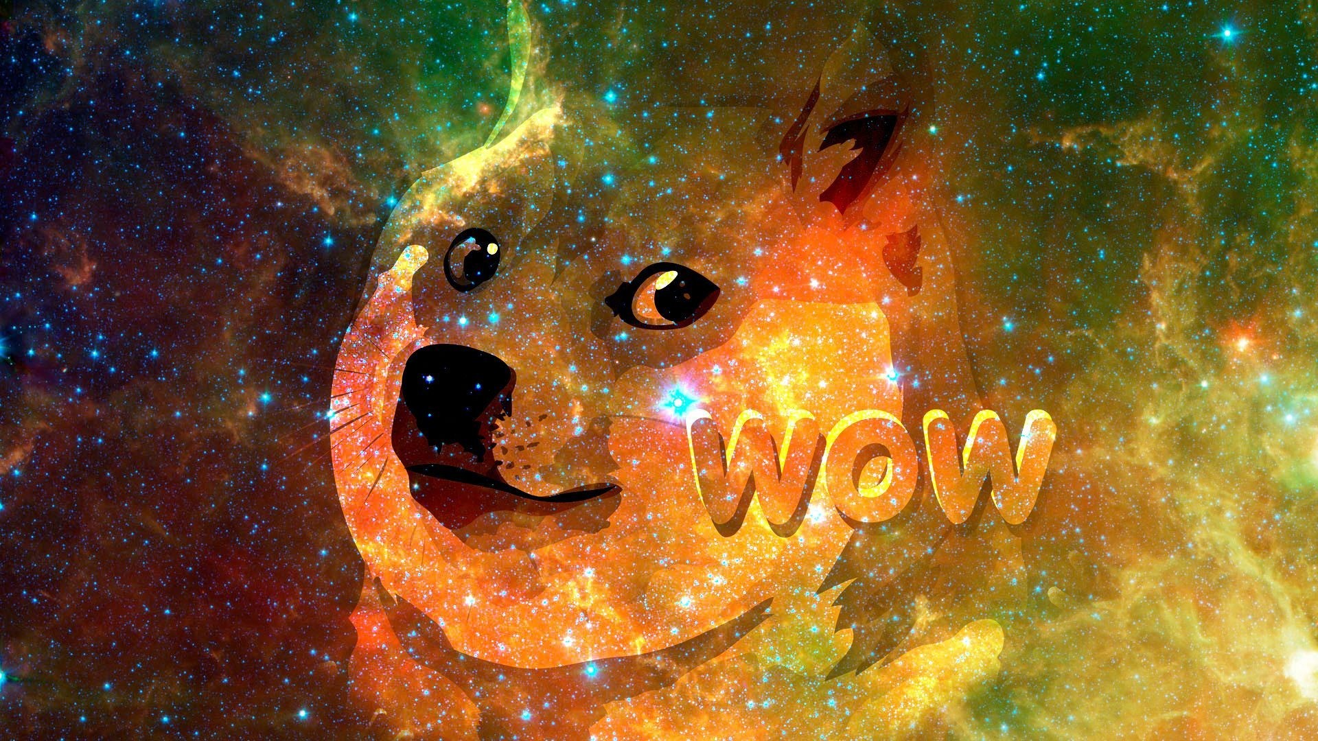 Doge, Wow, Nebulosa, Arte digitale, Full HD, sfondo per portatile