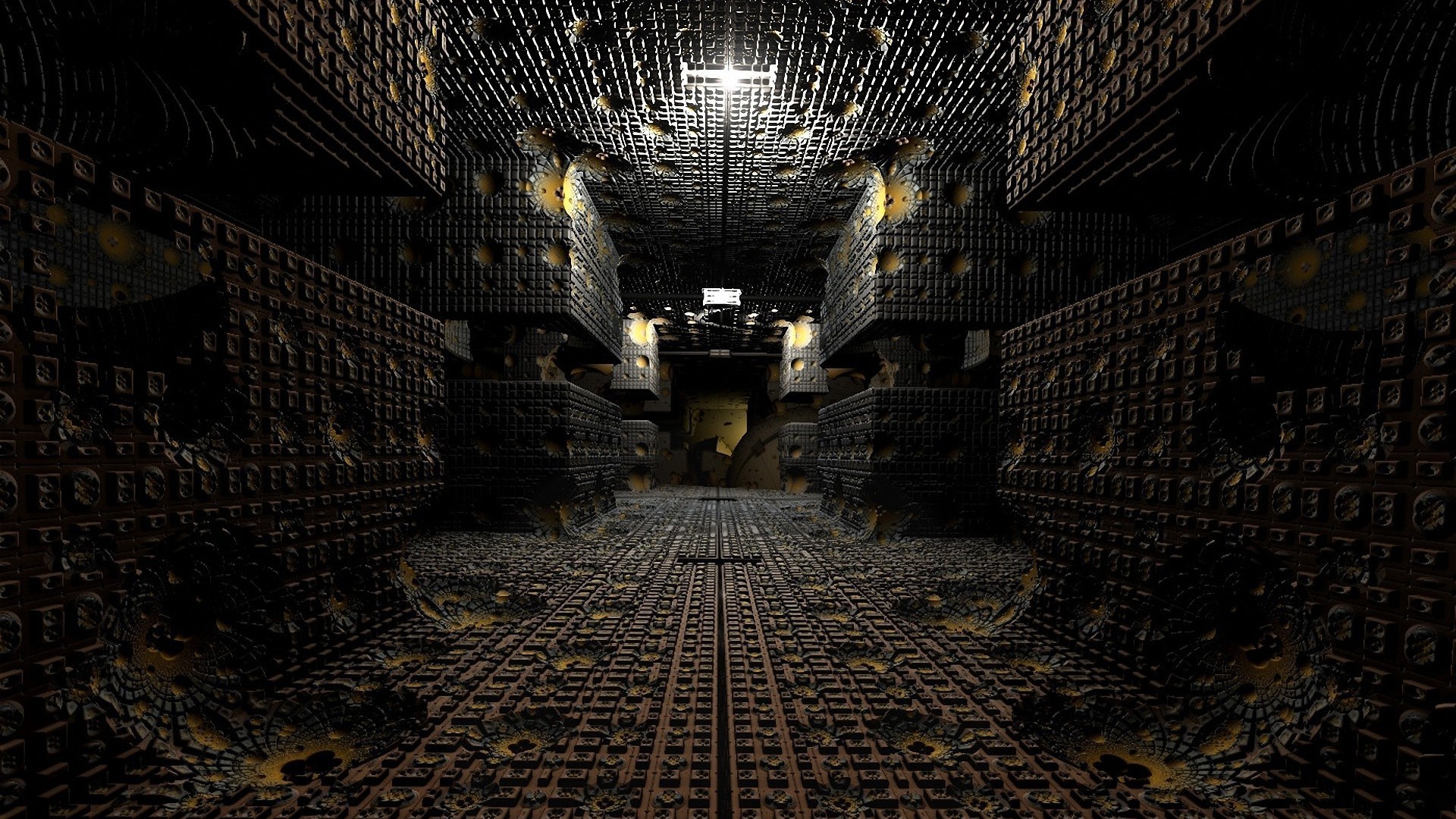 Corridoio, Fantascienza, Rendering 3D, Sfondo scuro, Full HD, wallpaper per portatile