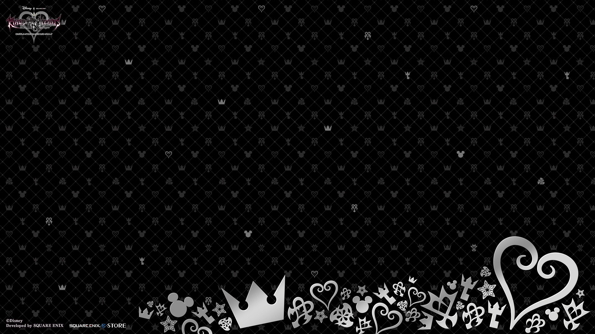 Kingdom Hearts, Simboli, Cuore, Corona, Sfondo nero, Full HD, wallpaper desktop