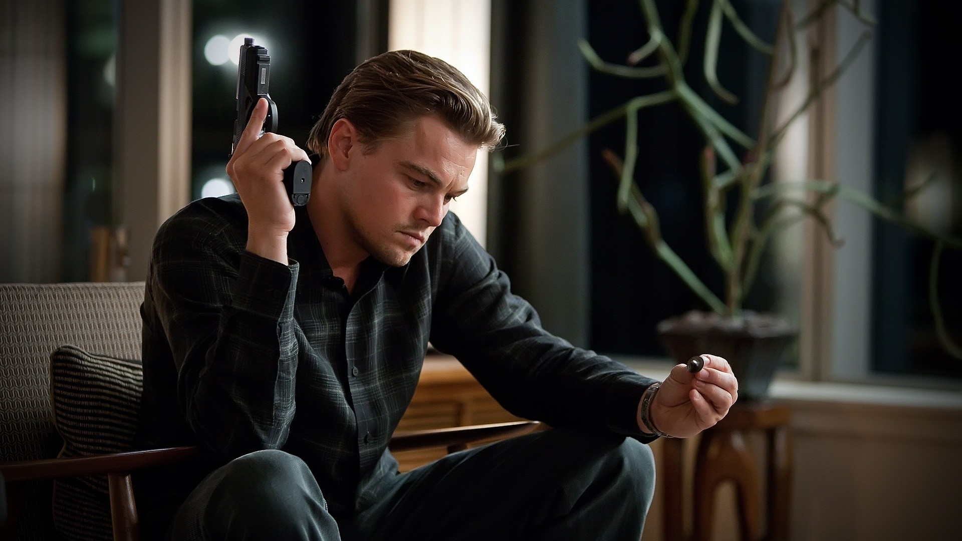 Inception, Leonardo DiCaprio, Dom Cobb, Pistola, Trottola, Full HD, sfondo per portatile