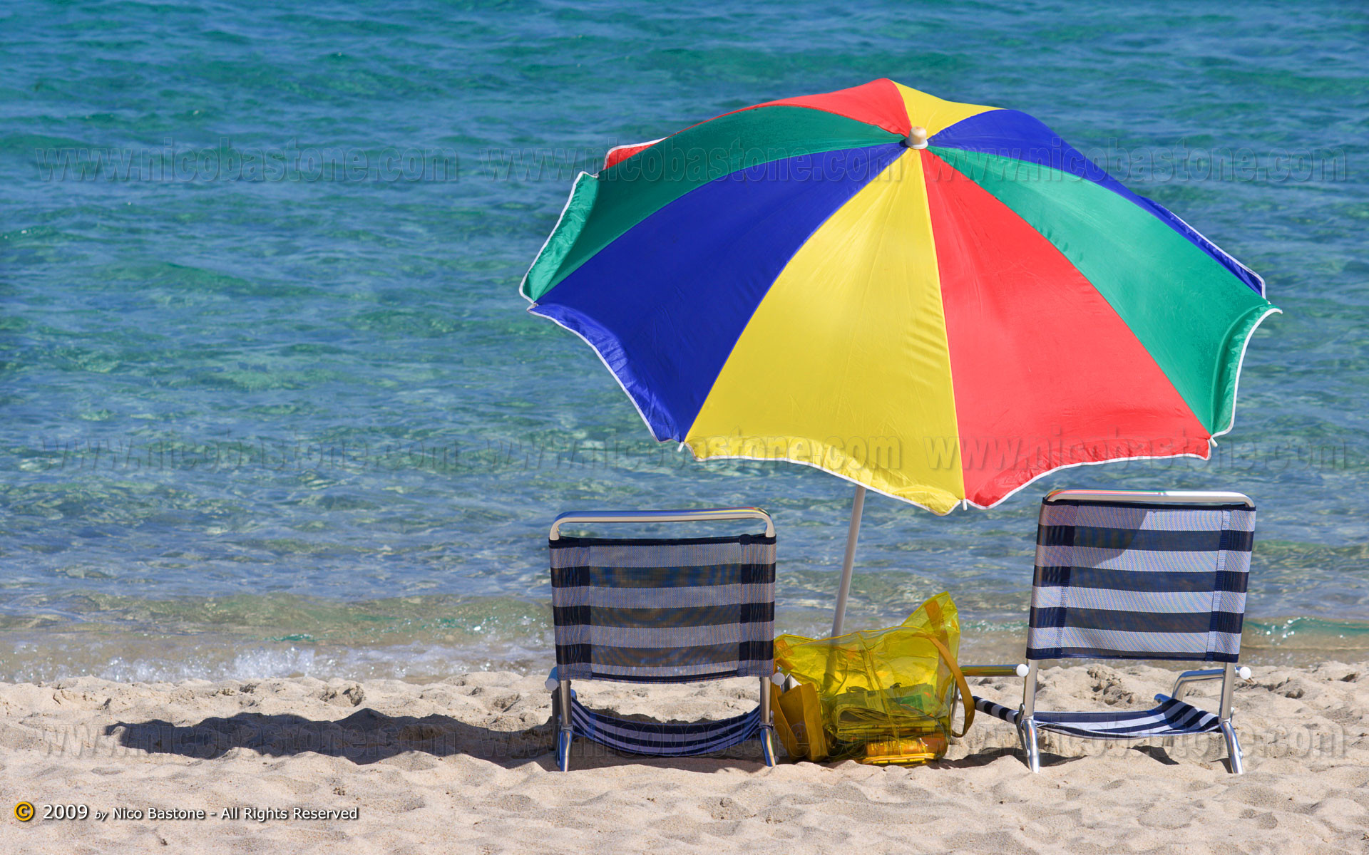 Ombrellone, Sedie a sdraio, Spiaggia, Mare, 1920x1200, sfondo per PC