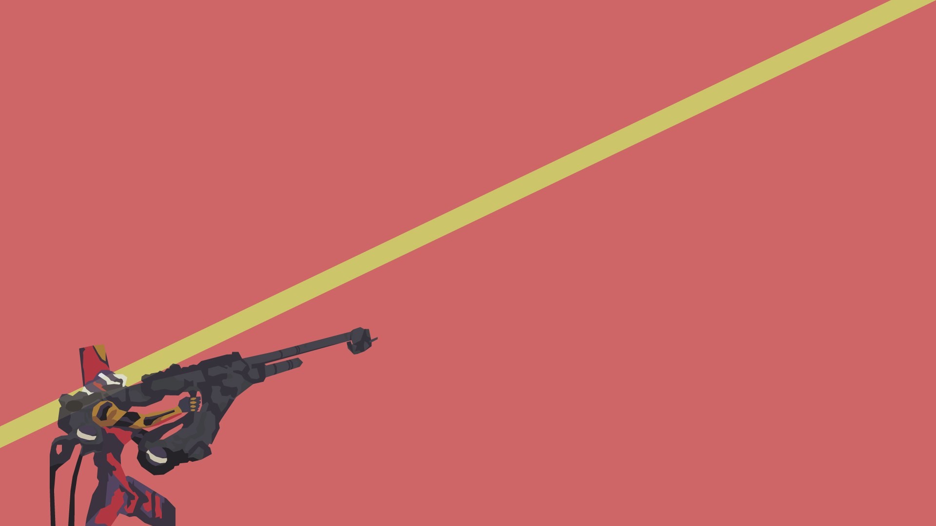Evangelion Unità-02, Neon Genesis Evangelion, Minimalismo, Sfondo rosso, wallpaper Windows 11