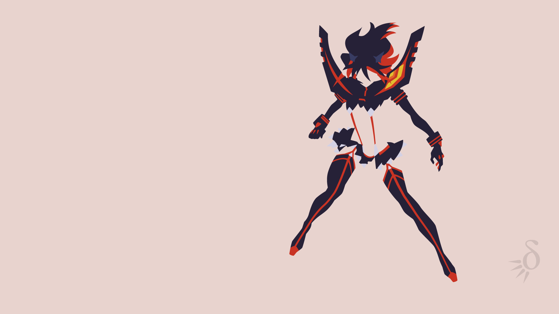 Ryuko Matoi, Kill la Kill, Senketsu, Silhouette, Minimalista, Full HD 1080p, sfondo desktop