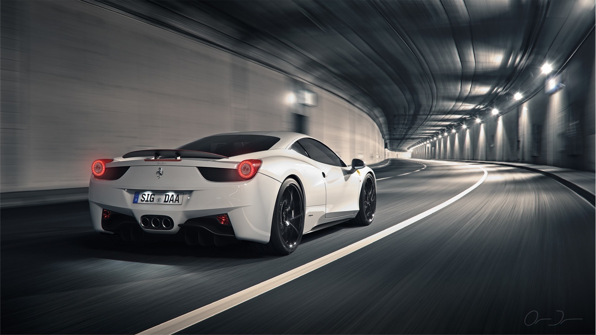 Ferrari 458 Italia, Bianco, Galleria, Full HD, sfondo per PC e portatile