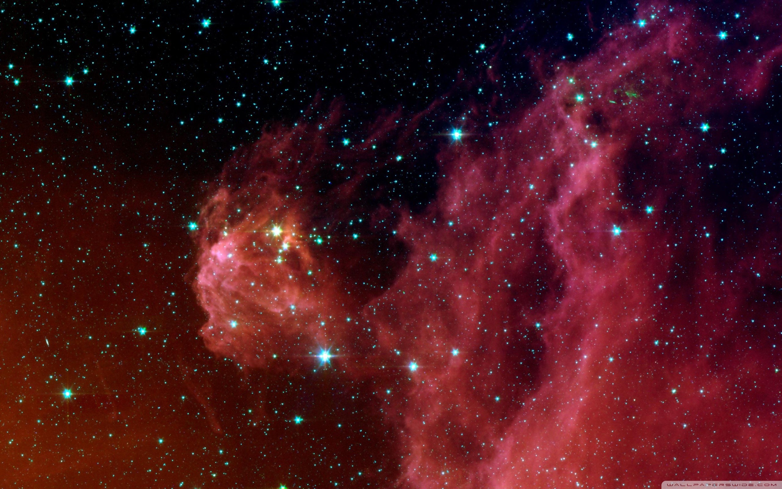 Nebulosa, Rosso, Stelle, Spazio profondo, 2K, wallpaper per PC