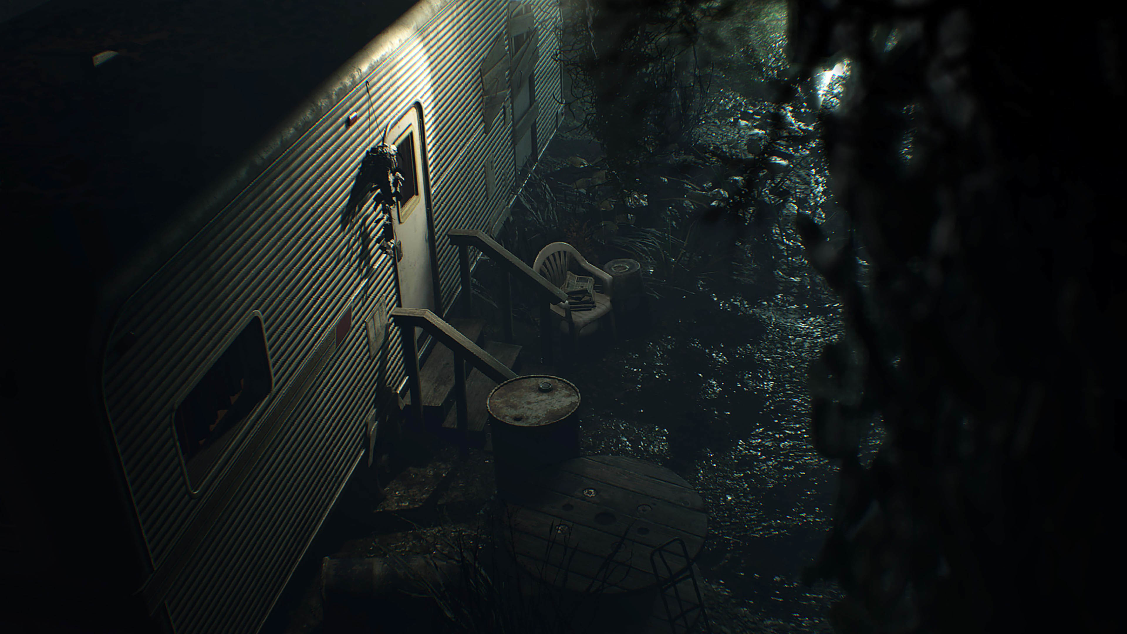 Resident Evil 7: Biohazard, Roulotte, Notte, Palude, Horror, 4K, sfondo per PC