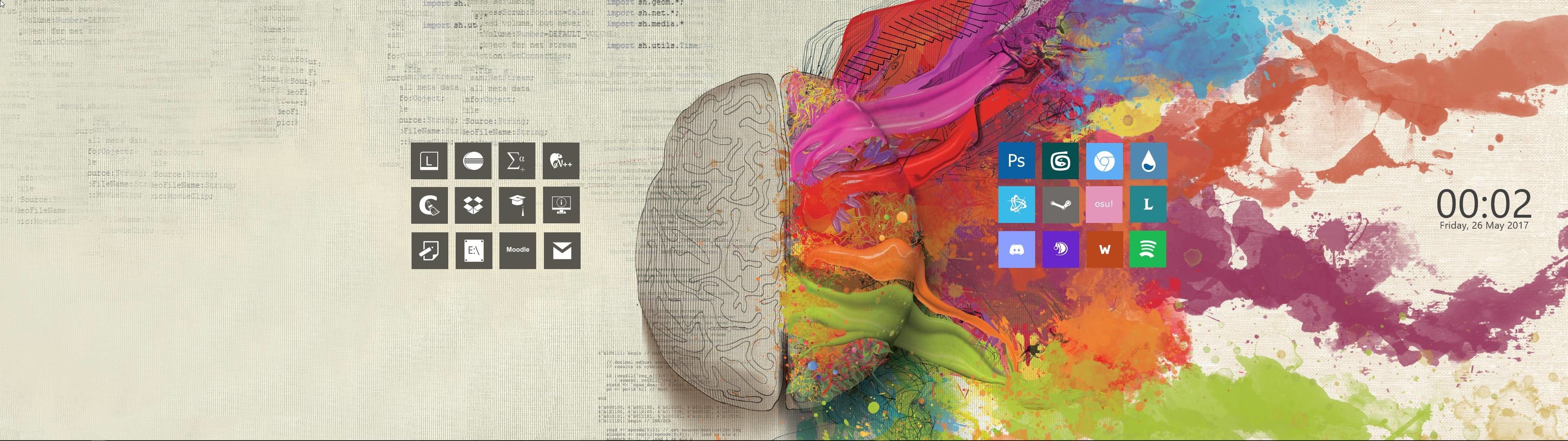 Cervello, Emisfero sinistro e destro, Schizzi di colore, Windows 8, sfondo widescreen Full HD