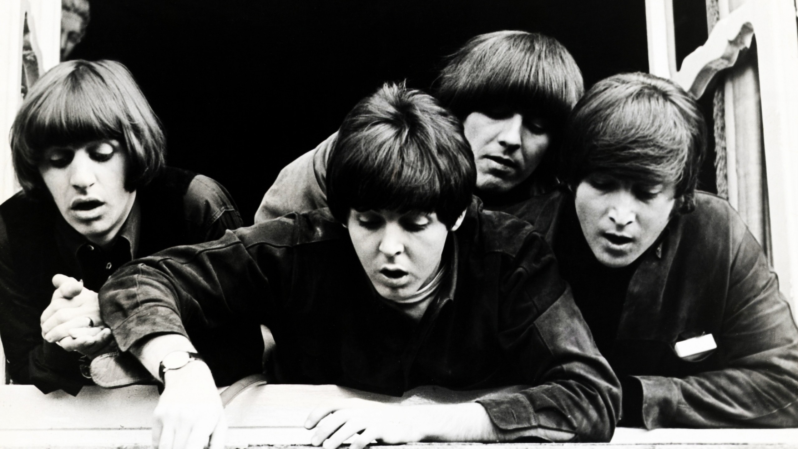 The Beatles, Finestra, Bianco e nero, Anni Sessanta, 2K 1440p, sfondo desktop