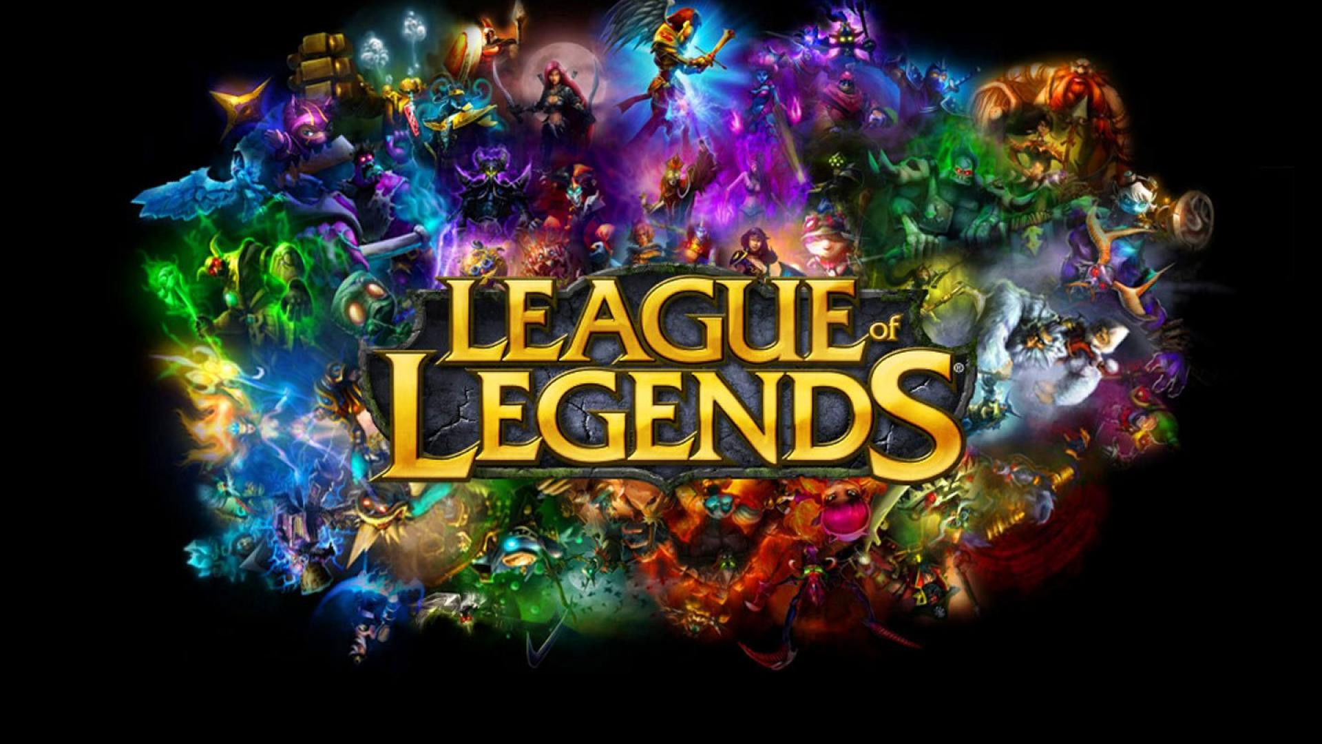 League of Legends, Logo, Campioni, Collage, 1920x1080, immagine di sfondo