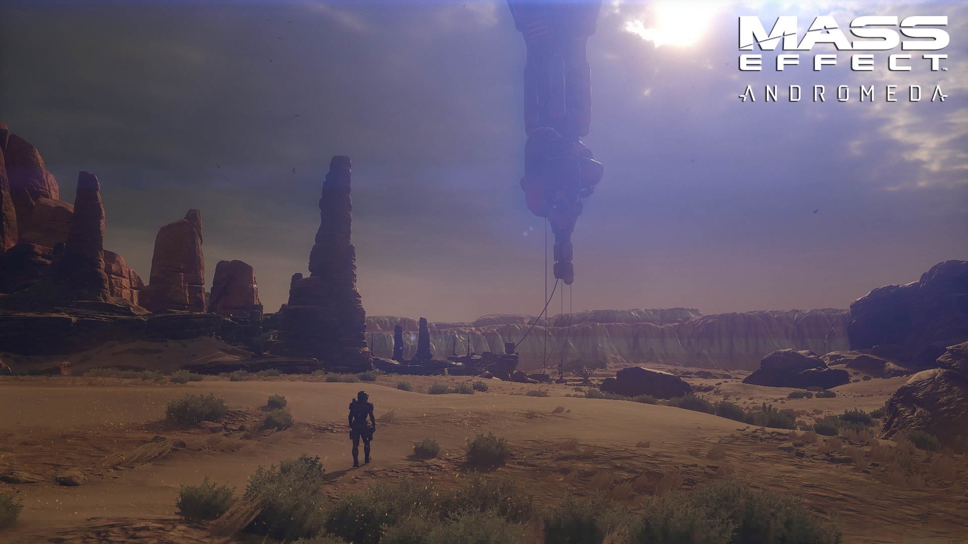Mass Effect: Andromeda, Ryder, Deserto, Struttura Remnant, Logo, sfondo 1920x1080 per PC
