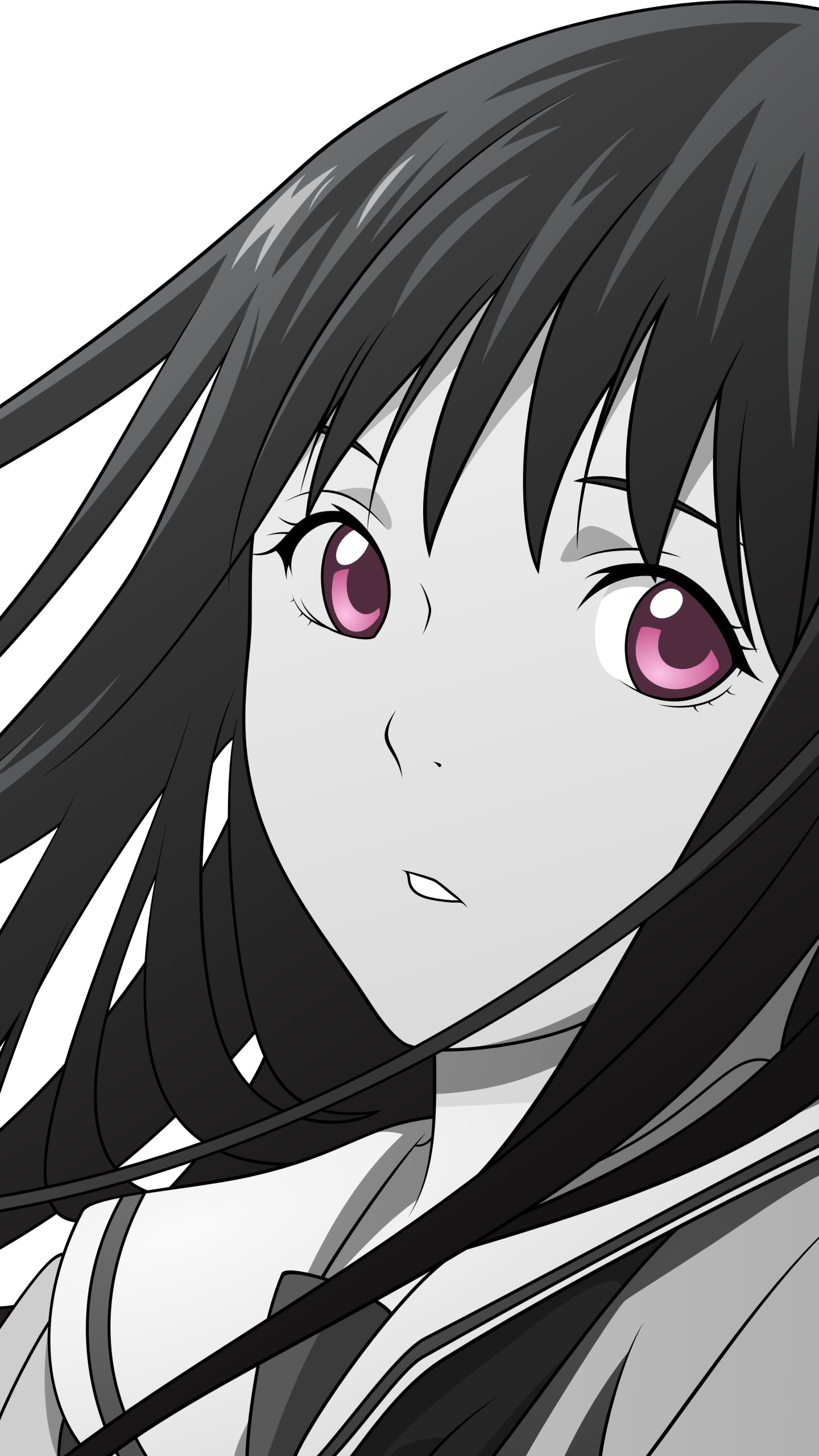 Hiyori Iki, Noragami, Bianco e nero, Ritratto, Verticale, QHD+, sfondo per smartphone