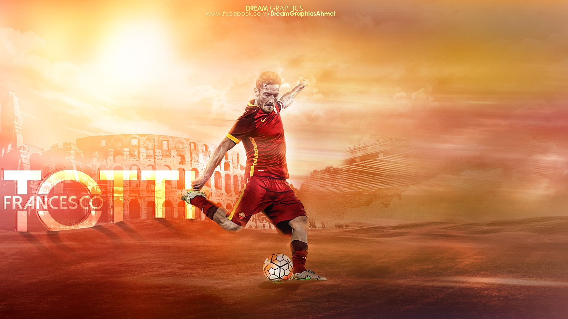 Francesco Totti, AS Roma, Colosseo, Tiro, Tramonto, Full HD, sfondo per portatile