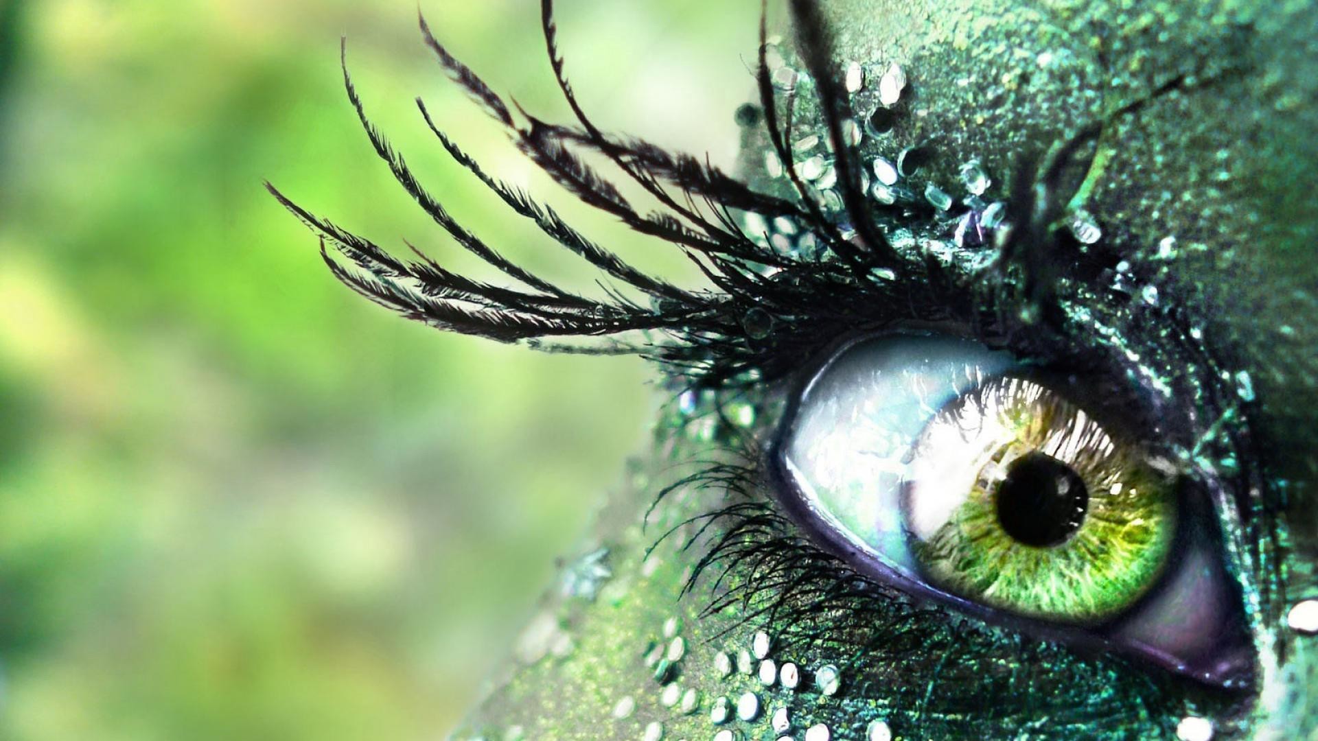 Occhio verde, Ciglia, Trucco artistico, Macro, Full HD, sfondo per PC