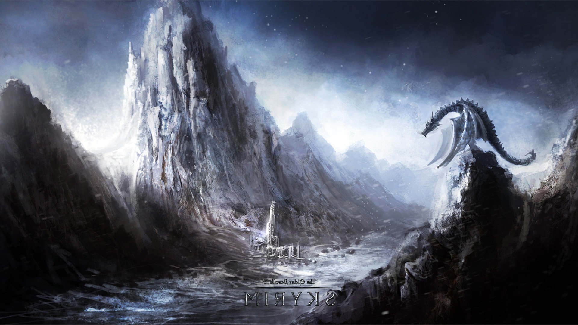 The Elder Scrolls V: Skyrim, Drago, Gola del Mondo, Montagna, Full HD, sfondo Windows 11