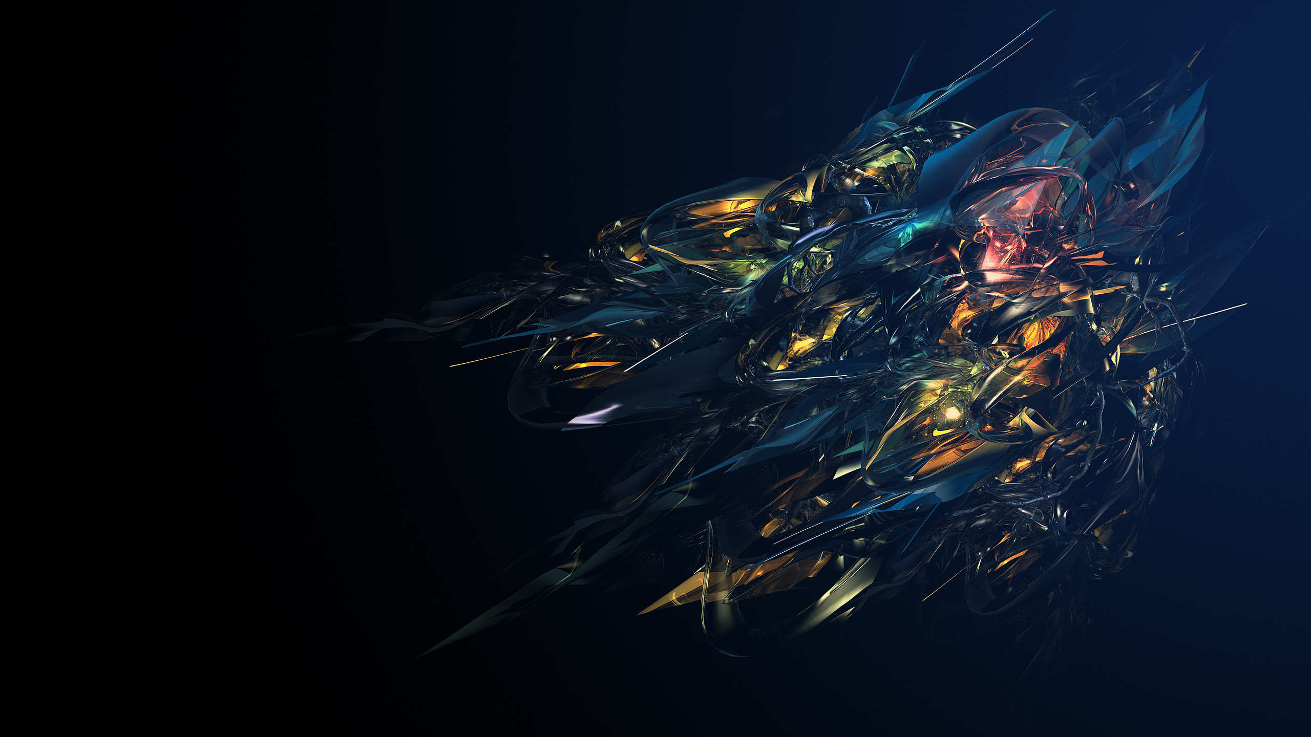 Astratto, Schegge, Blu scuro, Arte digitale, 2K, sfondo per PC e portatile