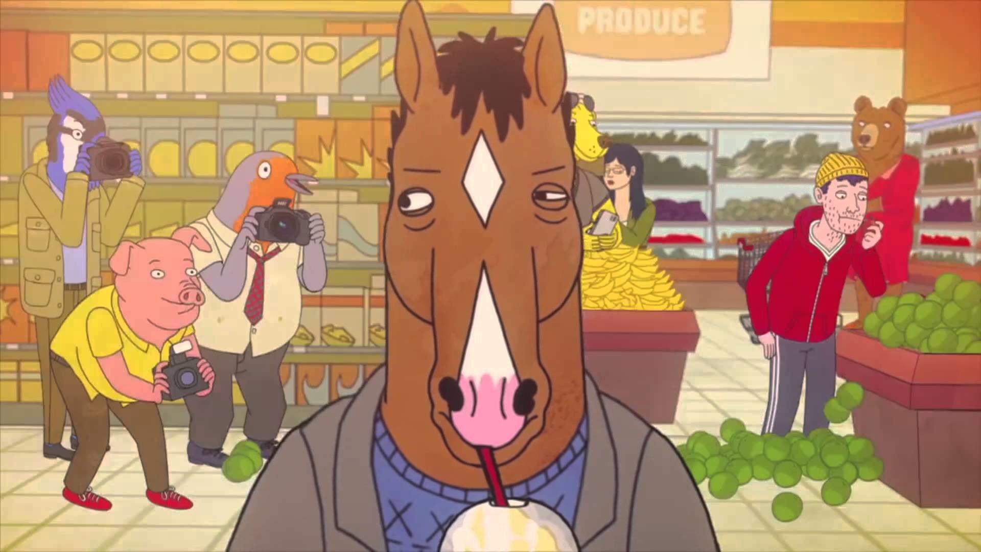 BoJack Horseman, Supermercato, Paparazzi, Frullato, Full HD, sfondo Windows 11