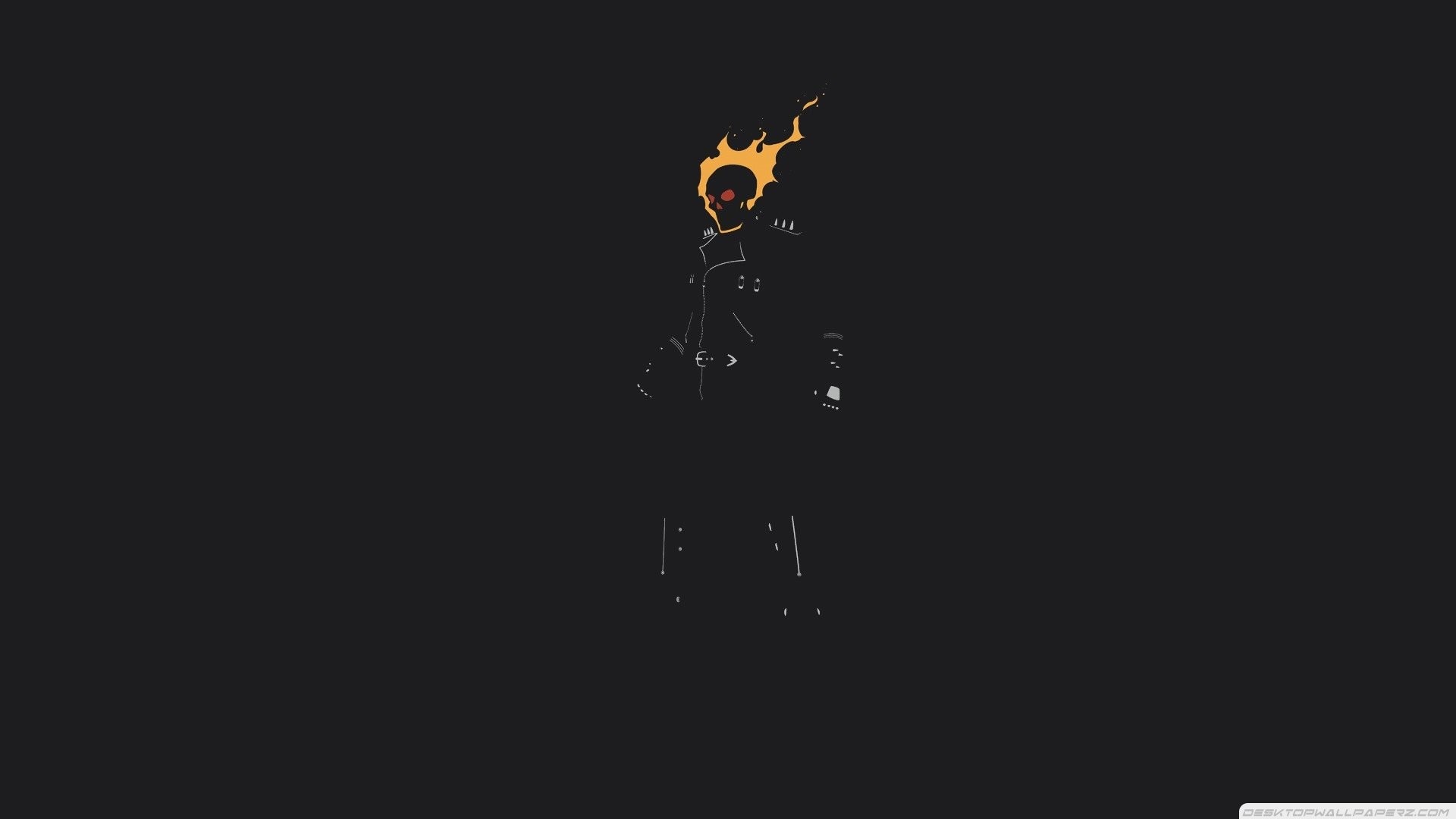 Minimalismo, Ghost Rider, Marvel, Sfondo nero, Full HD, wallpaper desktop