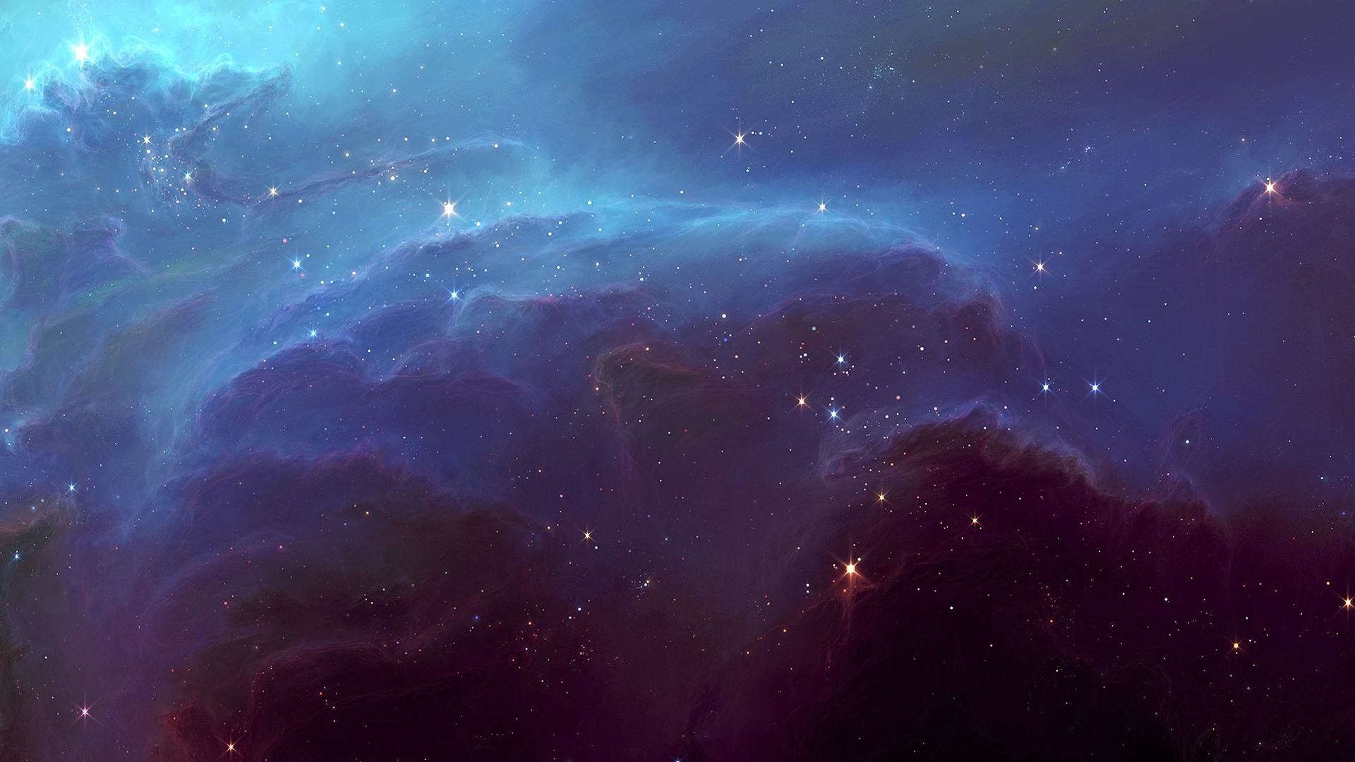 Nebulosa, Spazio, Blu, Arte digitale, Full HD, sfondo Windows 11