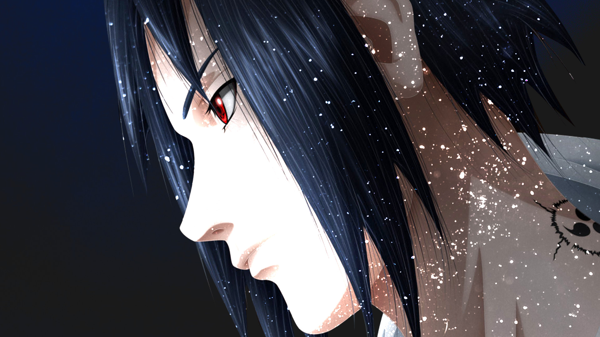 Sasuke Uchiha, Naruto, Profilo, Sharingan, 1920x1080, immagine di sfondo