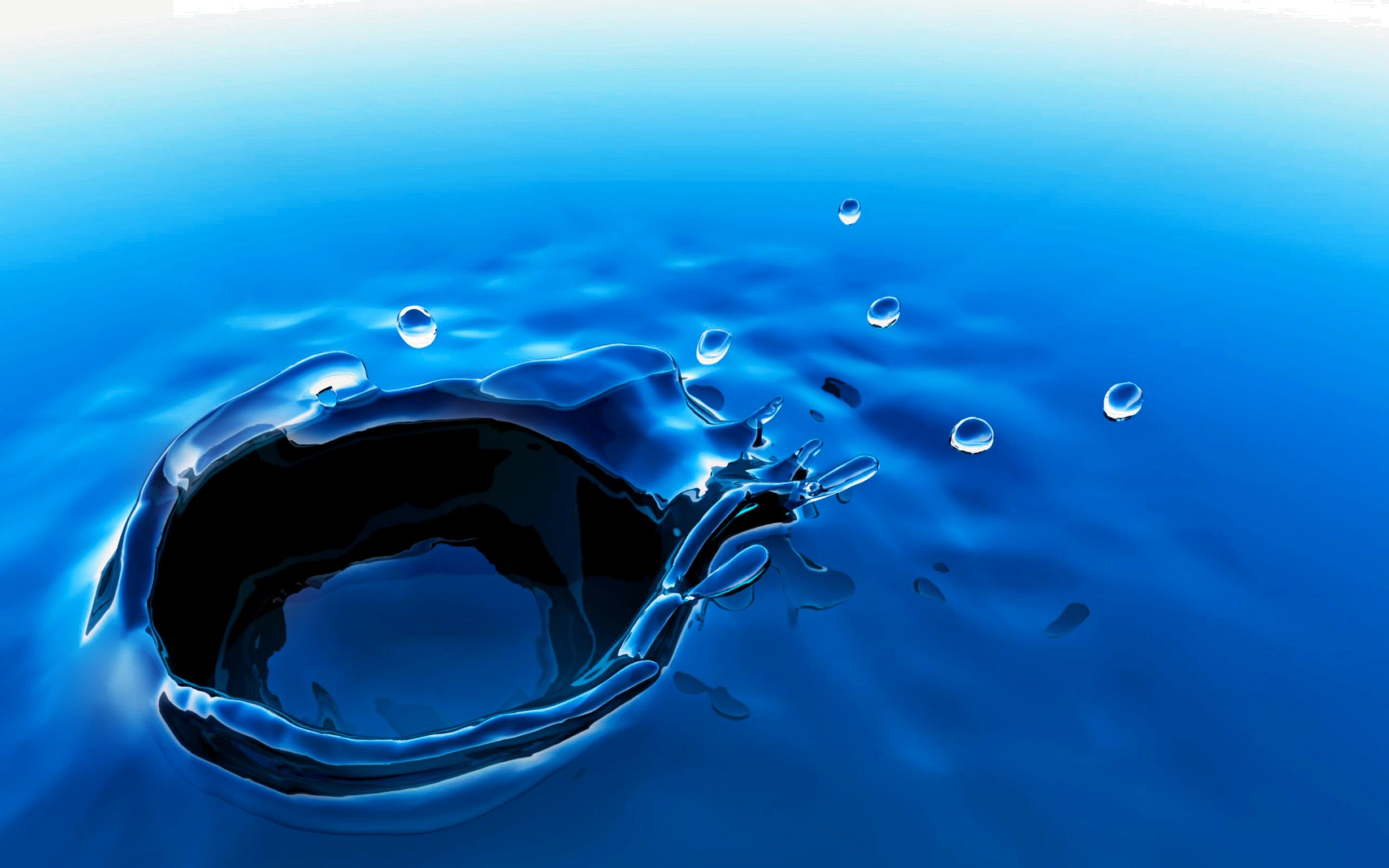 Goccia d'acqua, Splash, Blu, Macro, 2K, sfondo per PC e portatile