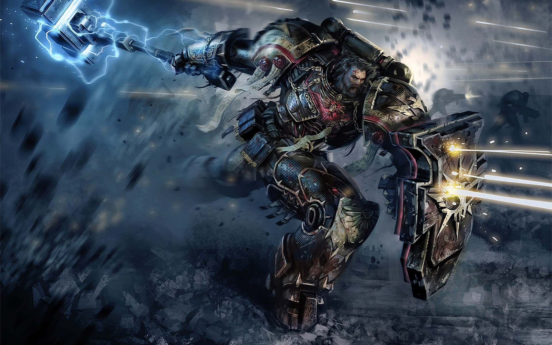 Warhammer 40,000, Space Marine, Armatura potenziata, Fulmine, Fantascienza, sfondo desktop 1920x1200