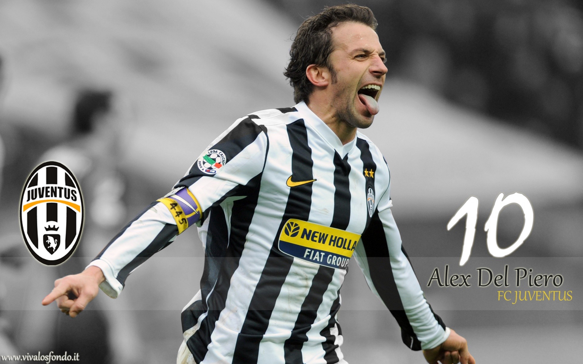 Alessandro Del Piero, Juventus, Numero 10, Esultanza, 16:10 Full HD, sfondo widescreen