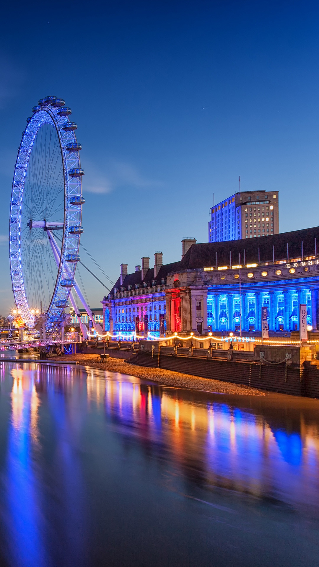 London Eye, Londra, Tamigi, Notte, sfondo Android