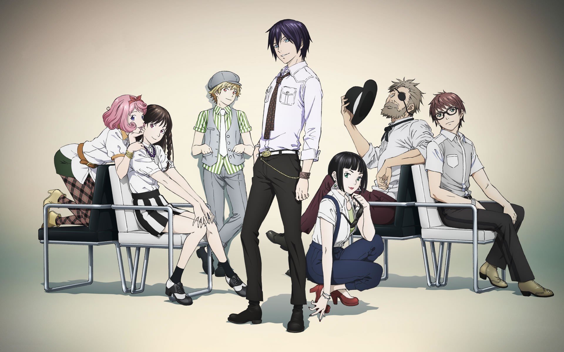 Yato, Hiyori Iki, Yukine, Kofuku, Daikoku, Noragami, 1920x1200, sfondo MacBook Pro