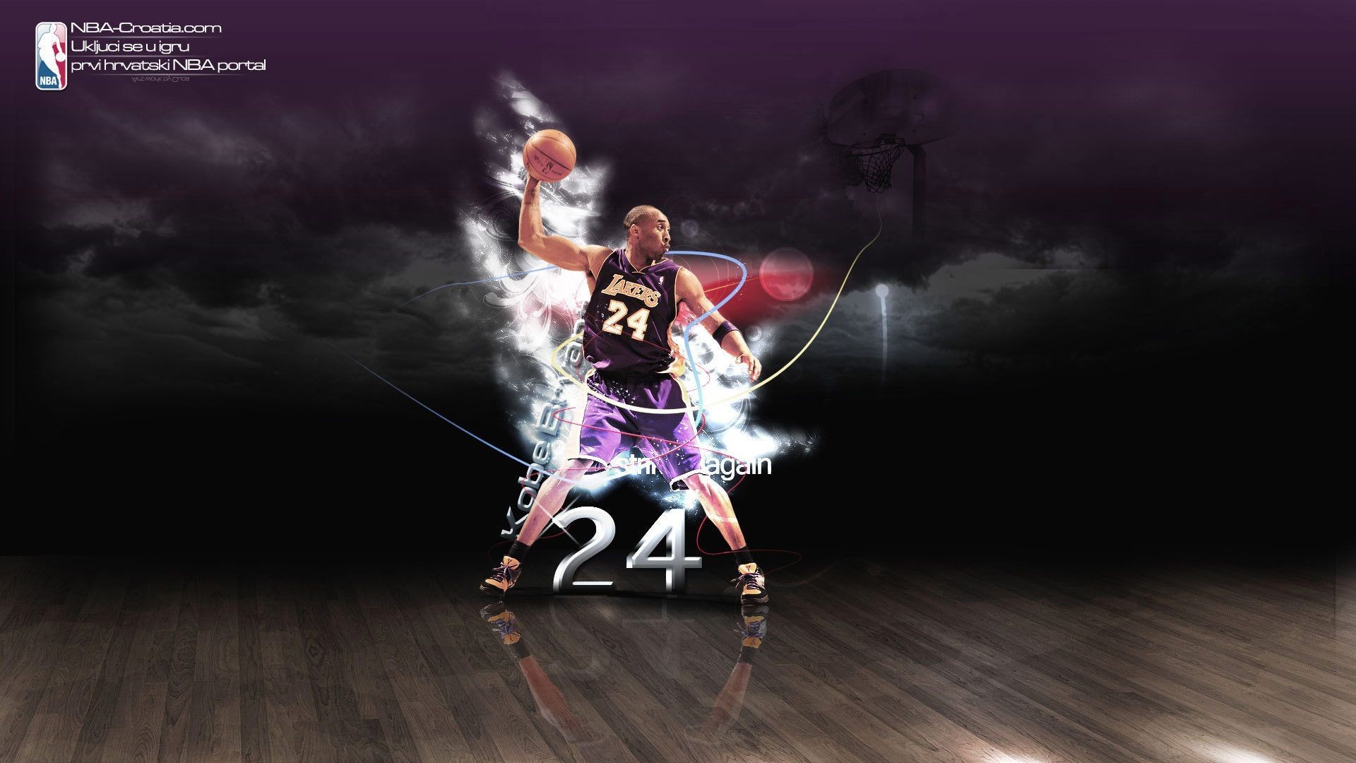 Kobe Bryant, Los Angeles Lakers, Schiacciata, Fumo, Sfondo scuro, wallpaper 1920x1080
