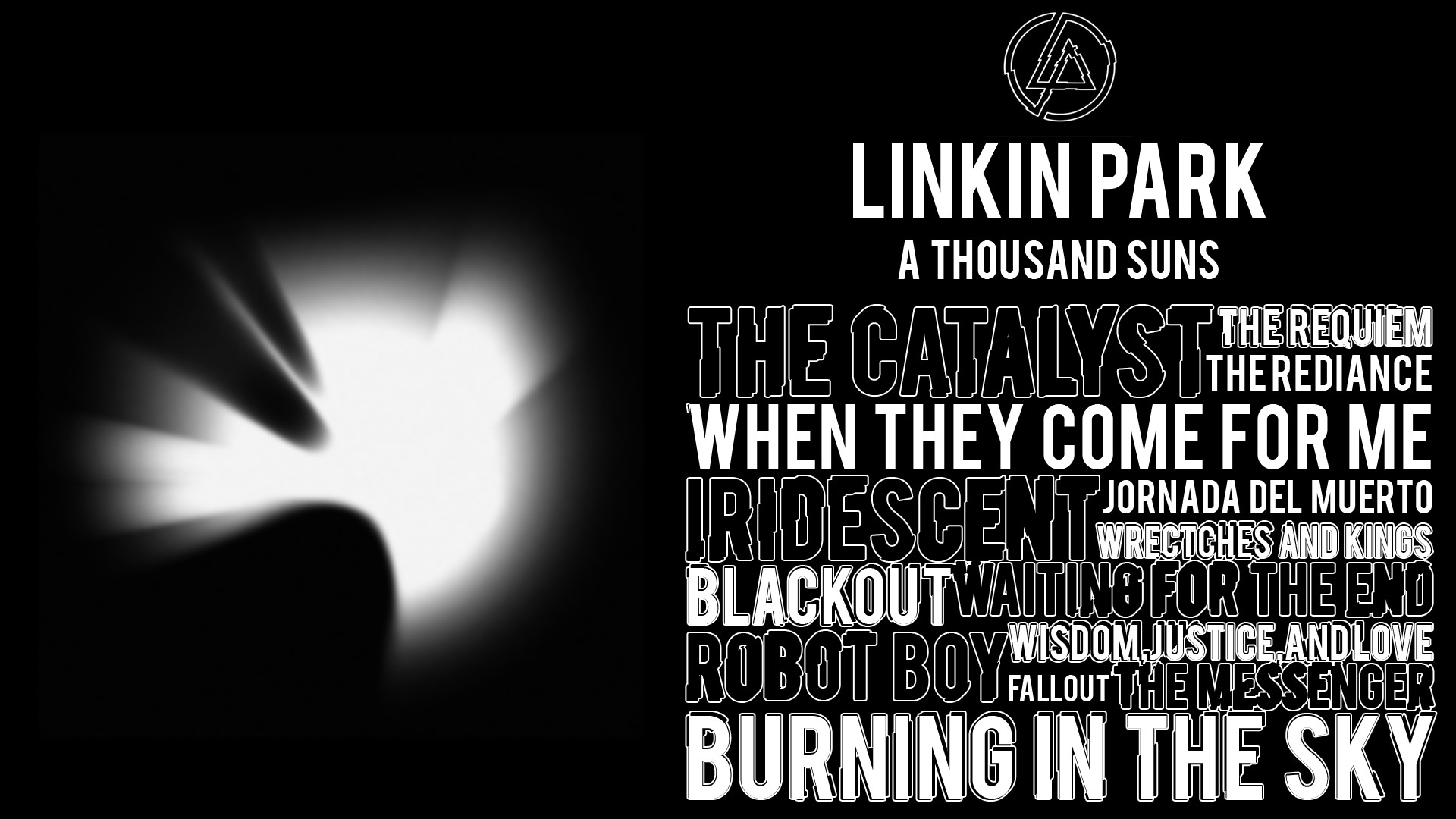 Linkin Park, A Thousand Suns, Titoli delle canzoni, Burning in the Skies, Tipografia, sfondo per PC