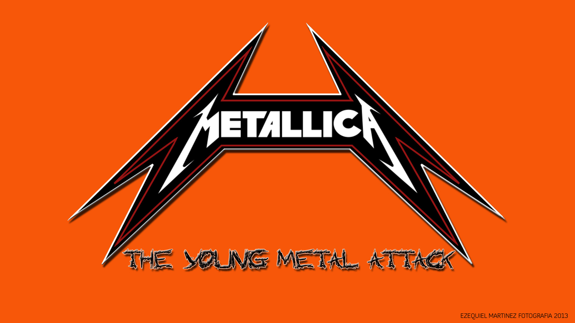 Metallica, The Young Metal Attack, Logo, Sfondo arancione, 1920x1080, wallpaper desktop