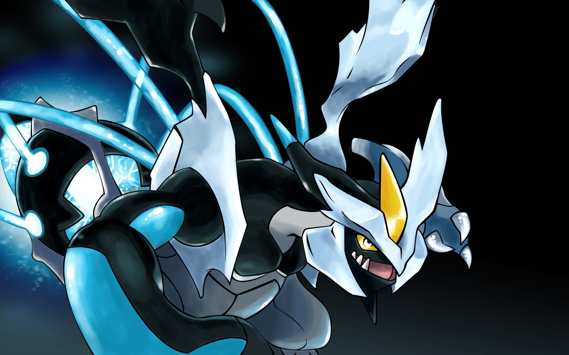 Kyurem Nero, Pokémon, Ghiaccio, Sfondo nero, 16:10 Full HD, wallpaper widescreen
