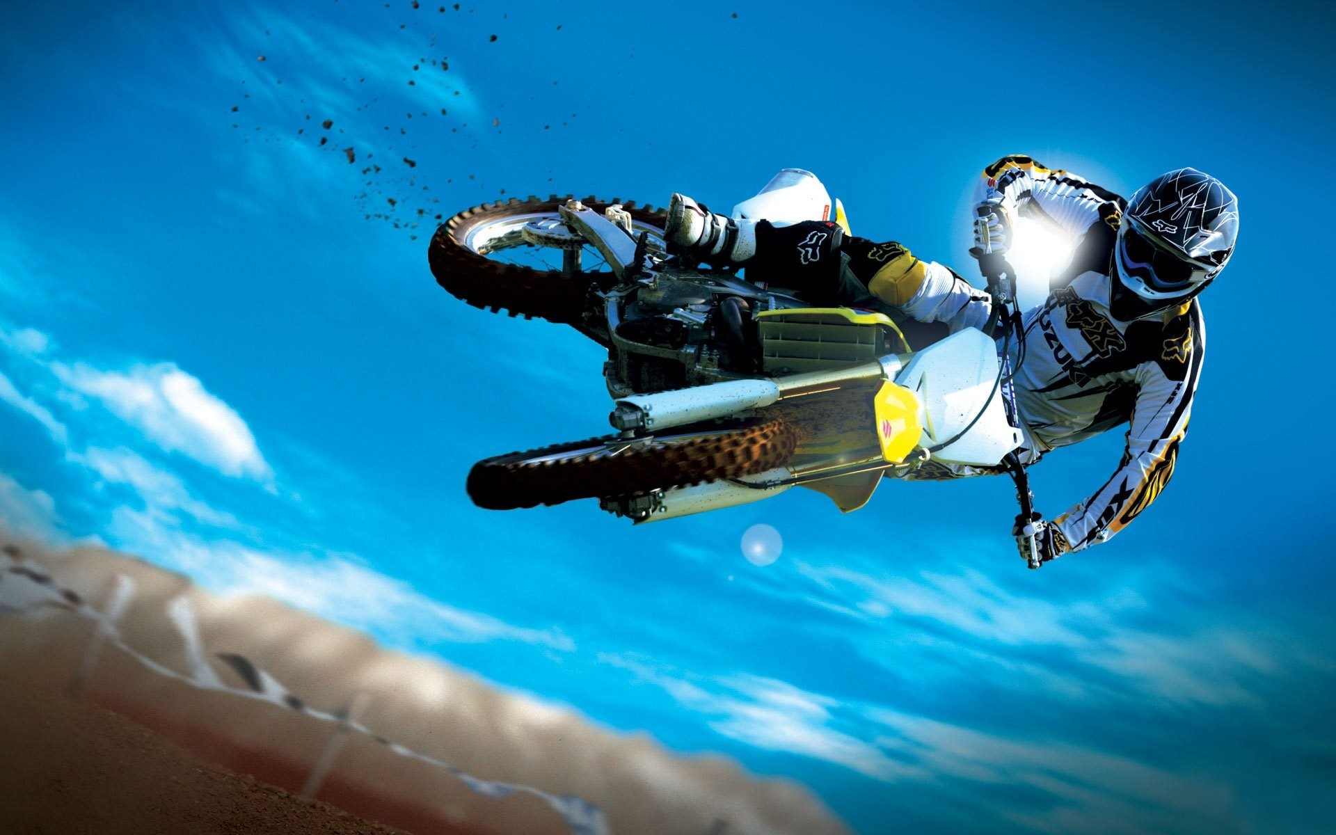 Motocross, Salto, Freestyle, Cielo blu, 1920x1200, immagine di sfondo